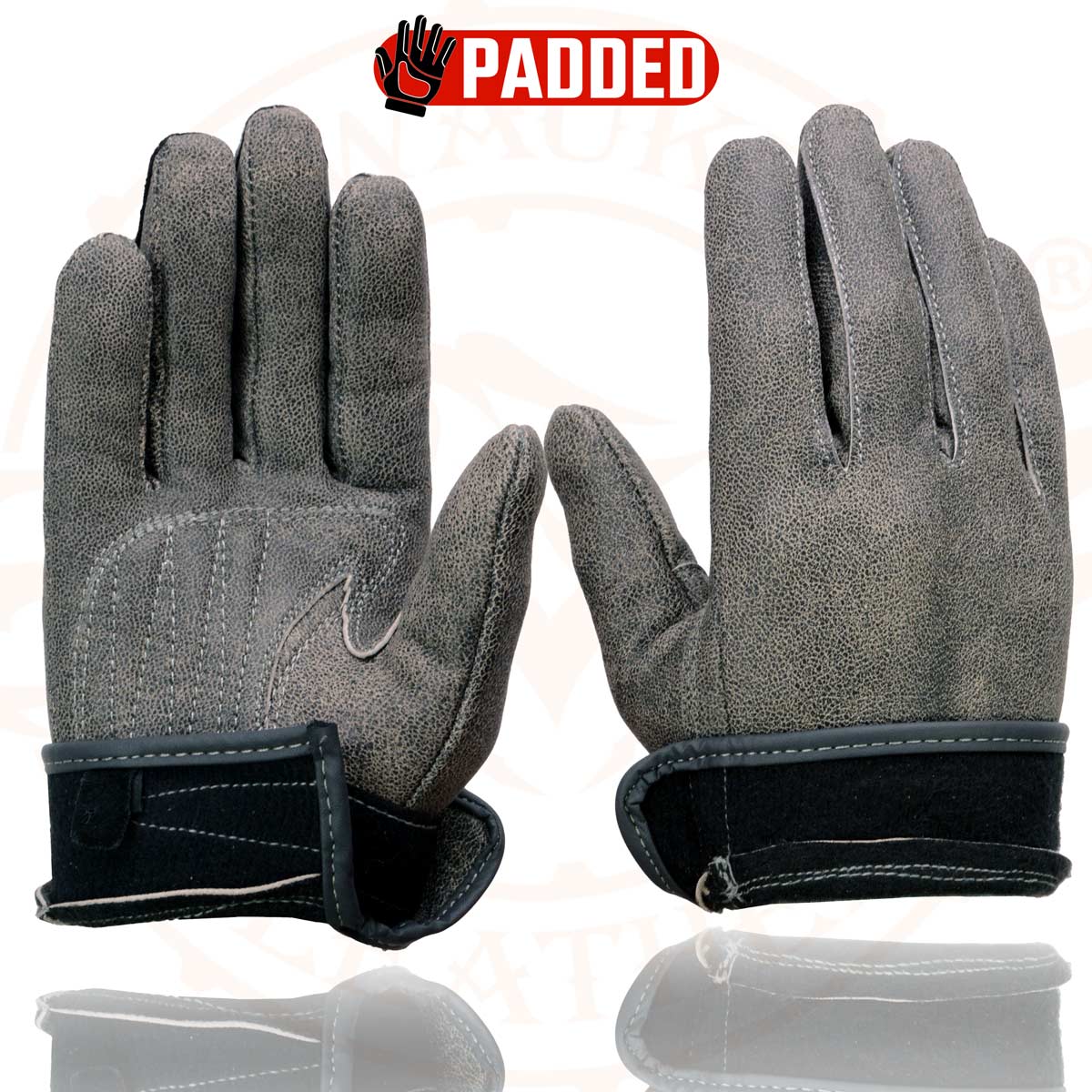 Milwaukee Leather MG7760 Women's Distressed Grey Leather Gel Palm Motorcycle Hand Gloves W/ Stylish ‘Wrist Detailing’ - Image 8