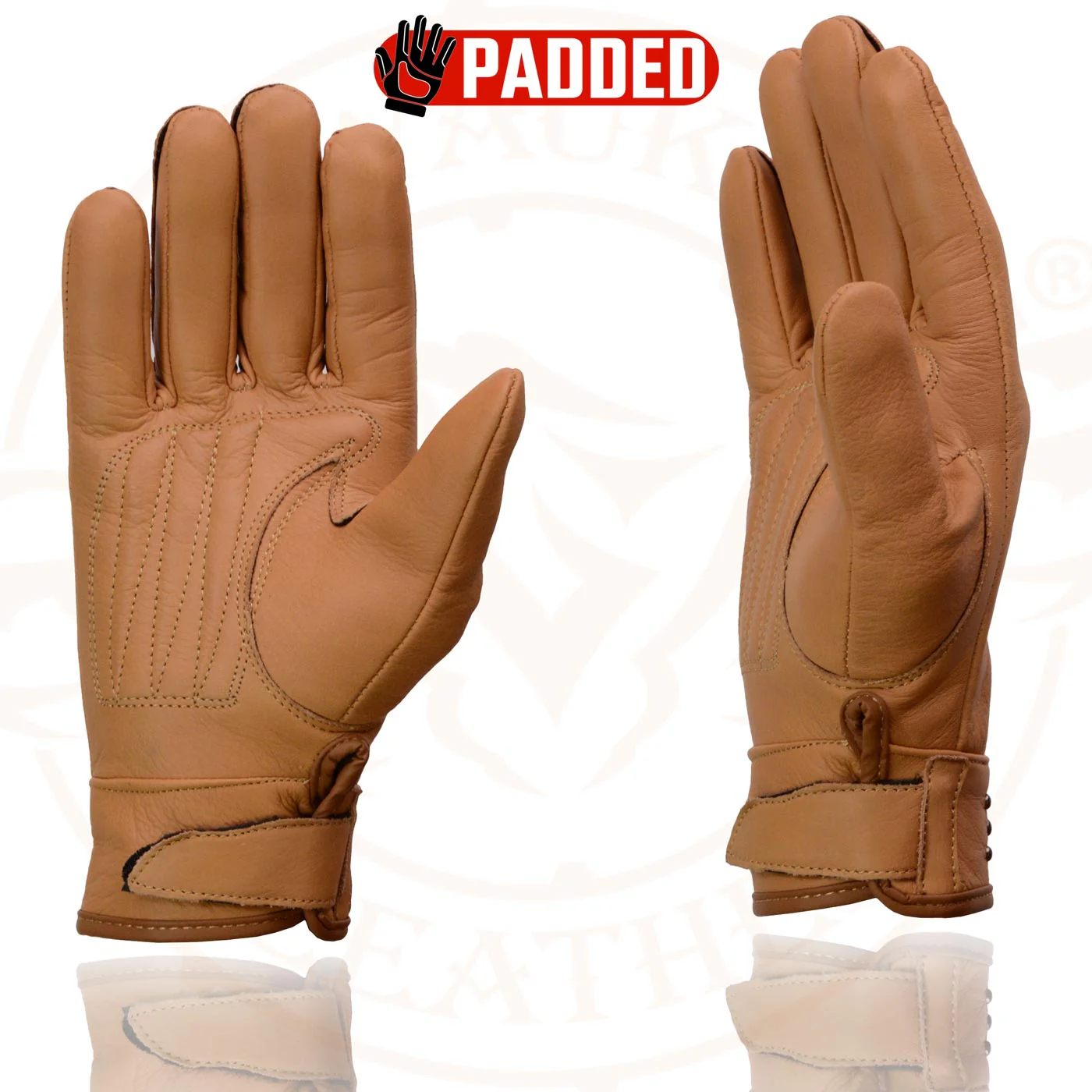 Milwaukee Leather MG7760 Women's Saddle Leather Gel Palm Lightweight Motorcycle Hand Gloves W/ Stylish ‘Wrist Detailing’ - Image 6