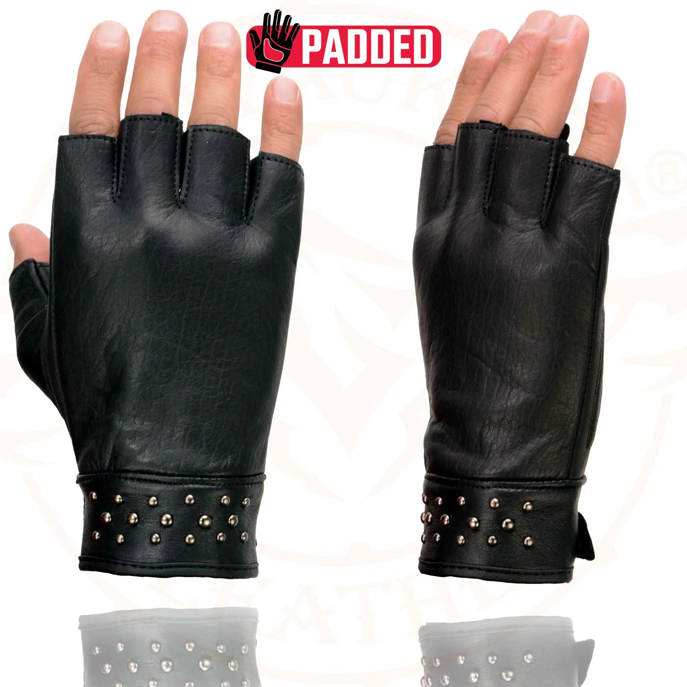 Milwaukee Leather MG7761 Women's Black Leather Gel Palm Fingerless Motorcycle Hand Gloves W/ Stylish ‘Wrist Detailing’ - Image 6