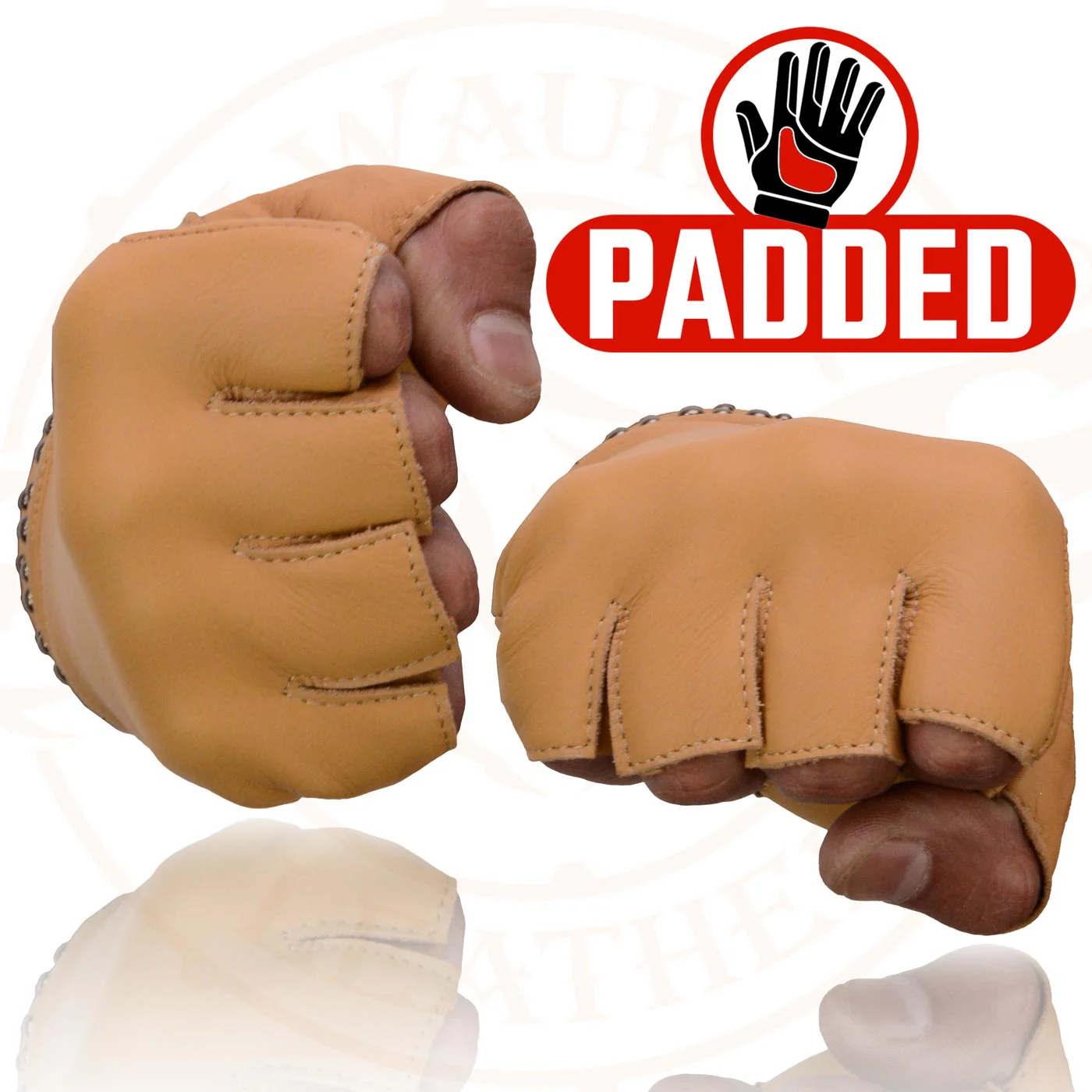 Milwaukee Leather MG7761 Women's Saddle Leather Gel Palm Fingerless Motorcycle Hand Gloves W/ Stylish ‘Wrist Detailing’ - Image 4