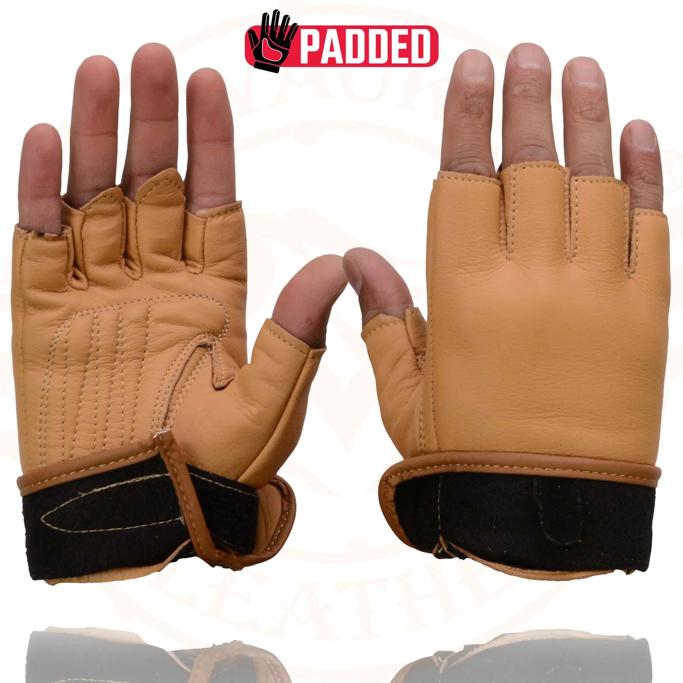 Milwaukee Leather MG7761 Women's Saddle Leather Gel Palm Fingerless Motorcycle Hand Gloves W/ Stylish ‘Wrist Detailing’ - Image 8