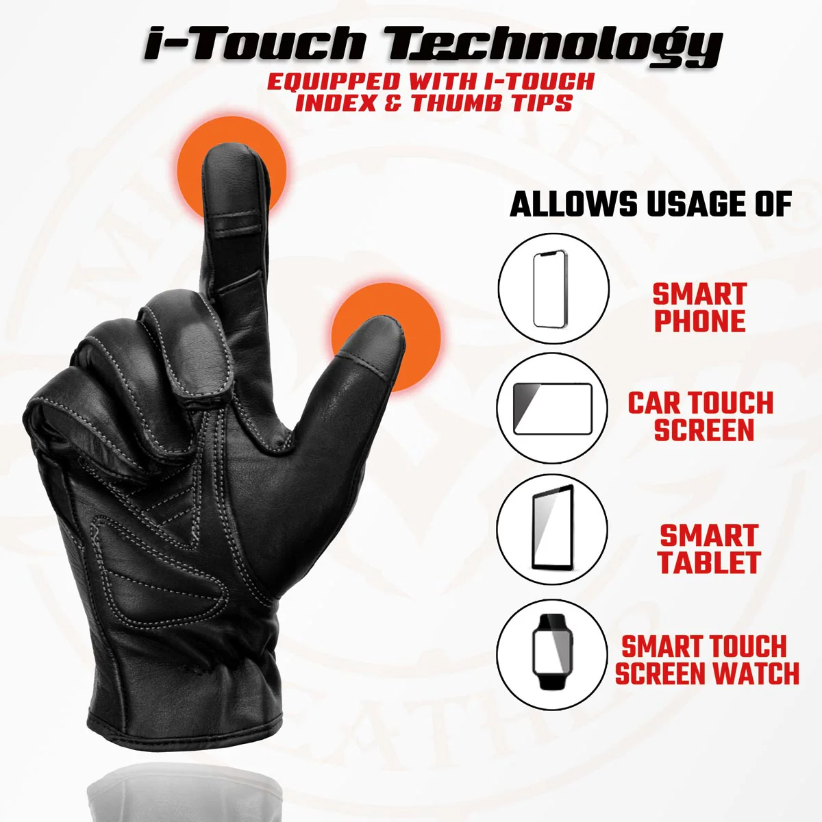 Milwaukee Leather MG7770 Women's Black Leather ’I - Touchscreen Compatible’ Laced Wrist Motorcycle Hand Gloves W/ Gel Palm - Image 2