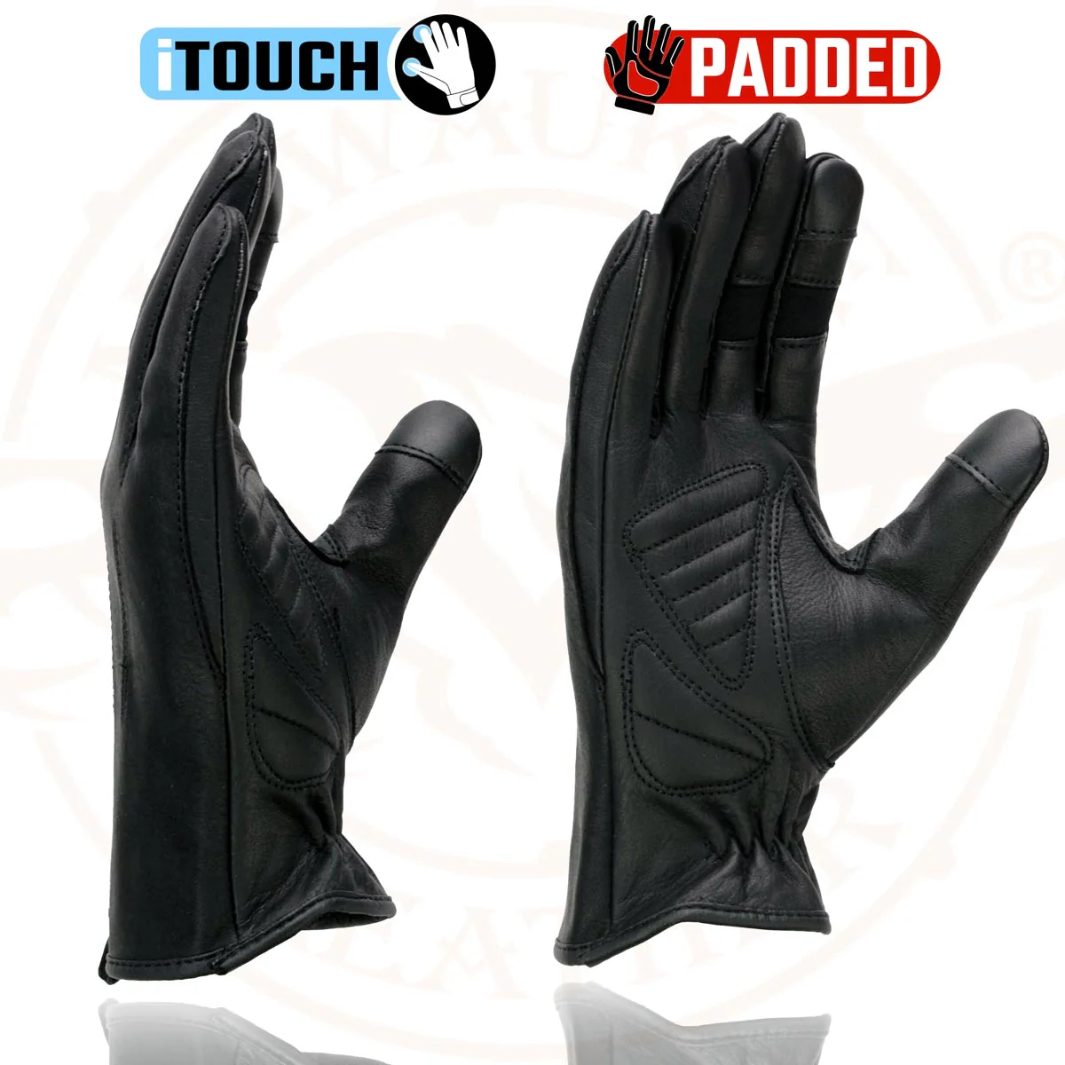 Milwaukee Leather MG7770 Women's Black Leather ’I - Touchscreen Compatible’ Laced Wrist Motorcycle Hand Gloves W/ Gel Palm - Image 7