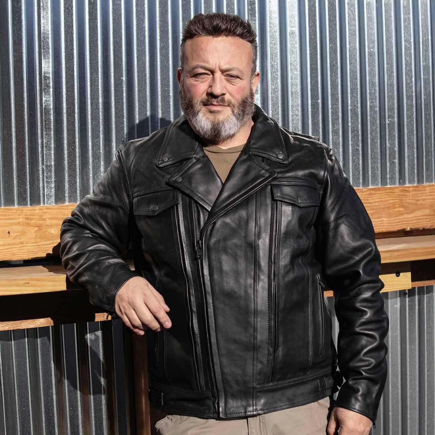 Milwaukee Leather ML1018 Men's Black Motorcycle Jacket with Utility Pockets - Image 4