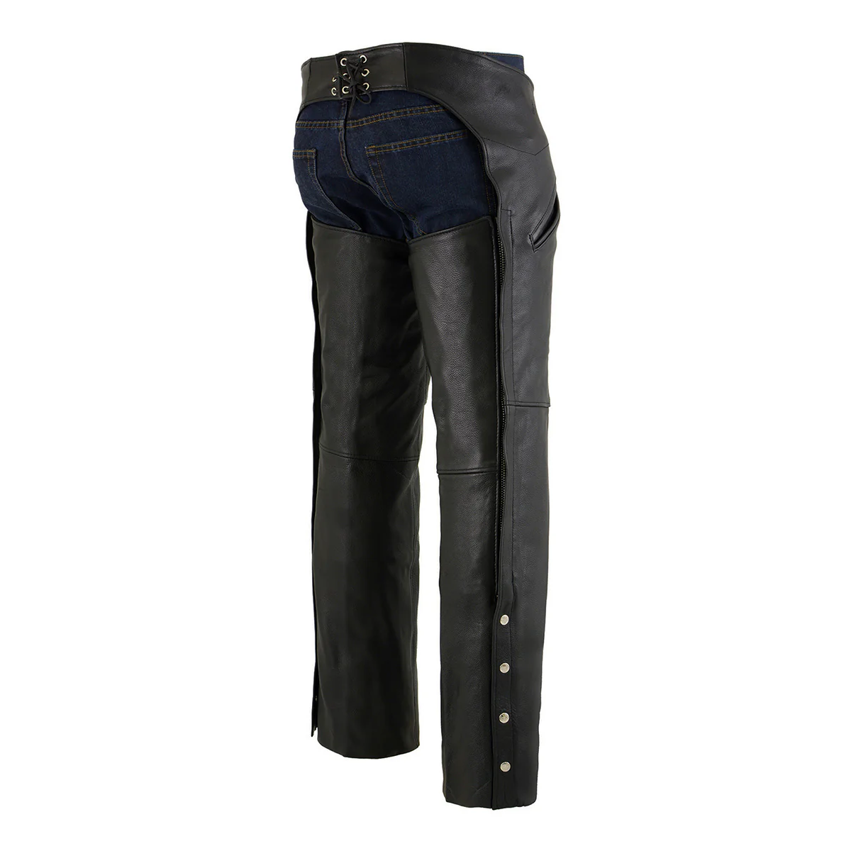 Milwaukee Leather Chaps for Men's Black Premium Leather Motorcycle Chaps w/ Snap Out Thermal Liner-Slash Pocket-ML1103 - Image 2