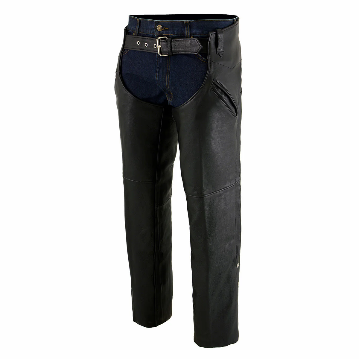 Milwaukee Leather Chaps for Men's Black Premium Leather Motorcycle Chaps w/ Snap Out Thermal Liner-Slash Pocket-ML1103 - Image 6