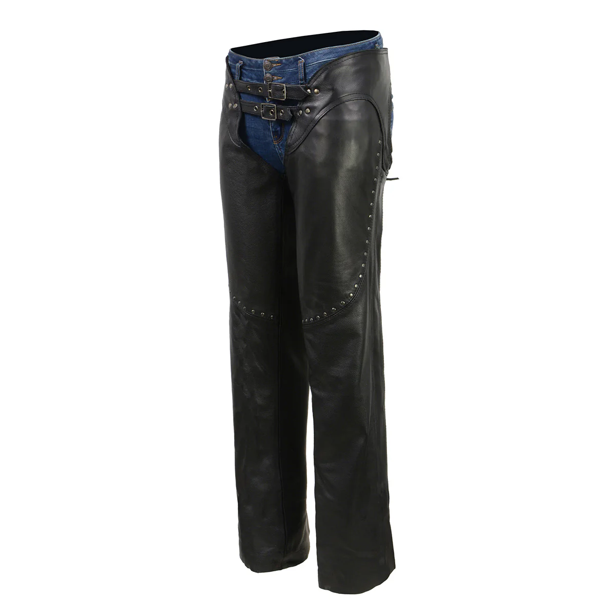 Milwaukee Leather Chaps for Women Black Low-Rise Waist- Front Double Buckle Rivet Detailing Motorcycle Chap- ML1186 - Image 8