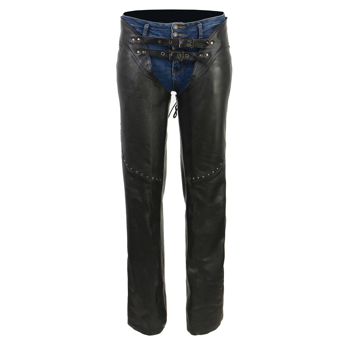 Milwaukee Leather Chaps for Women Black Low-Rise Waist- Front Double Buckle Rivet Detailing Motorcycle Chap- ML1186 - Image 9