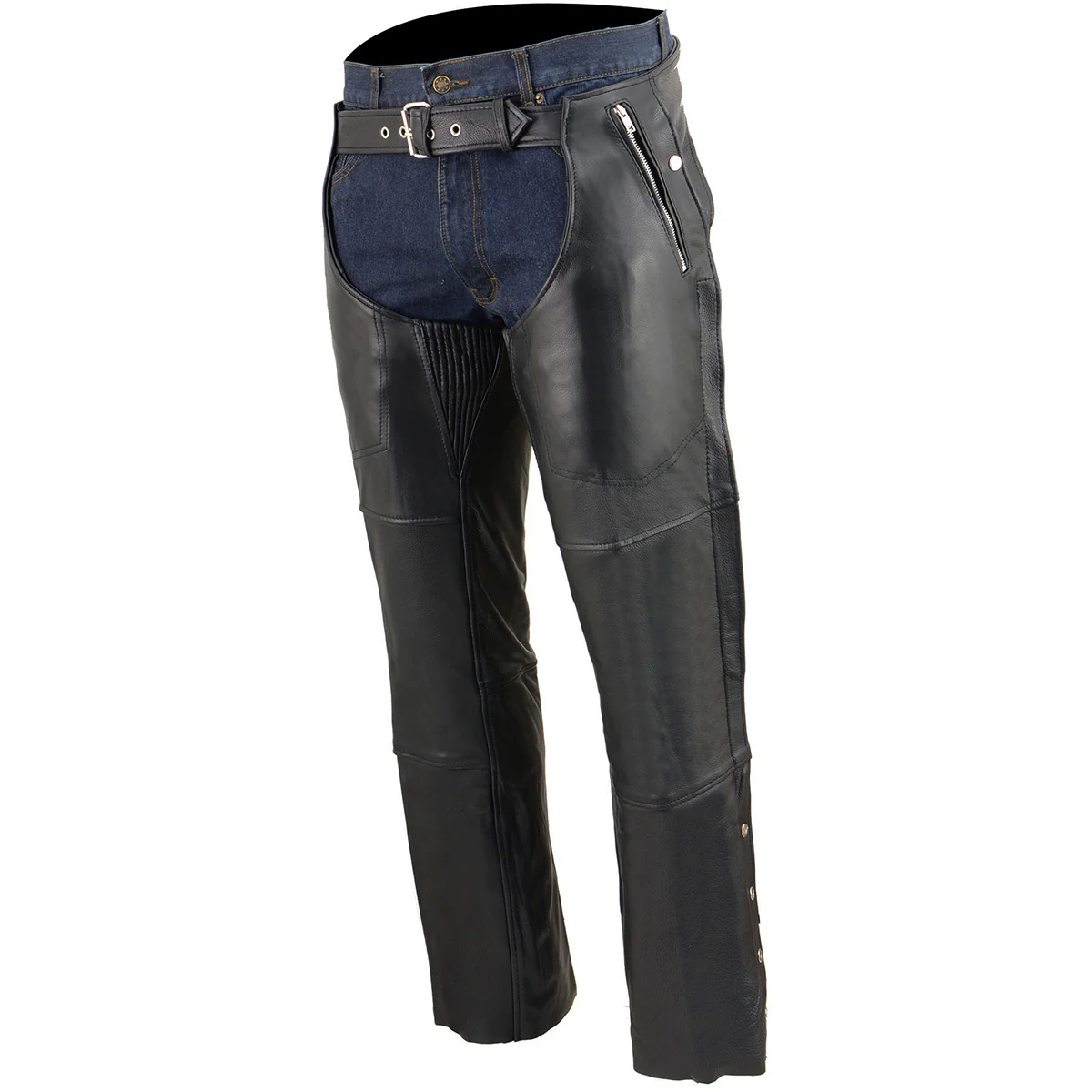 Milwaukee Leather Men's Black Premium Leather Snap Out Thermal Lined Motorcycle Rider Chaps- ML1191 - Image 6