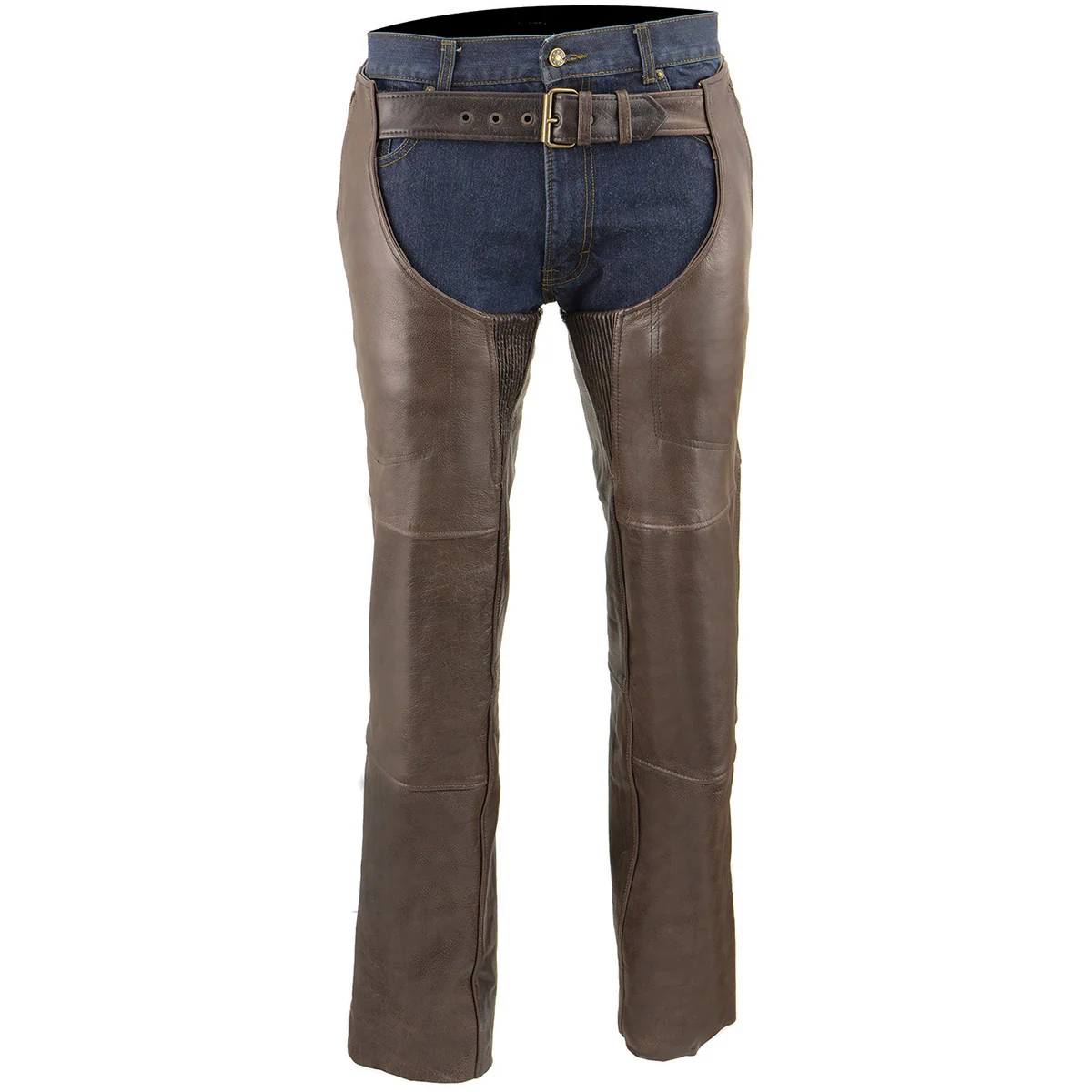Milwaukee Leather Men's Retro Brown Premium Leather Motorcycle Rider Chaps w/ Snap Out Thermal Liner/ 4-Pockets-ML1191RT - Image 7