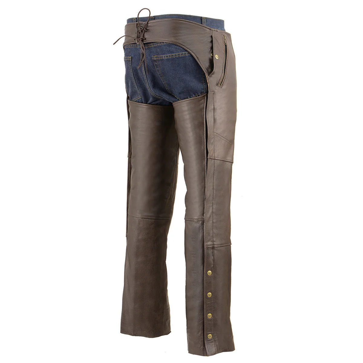 Milwaukee Leather Men's Retro Brown Premium Leather Motorcycle Rider Chaps w/ Snap Out Thermal Liner/ 4-Pockets-ML1191RT - Image 8