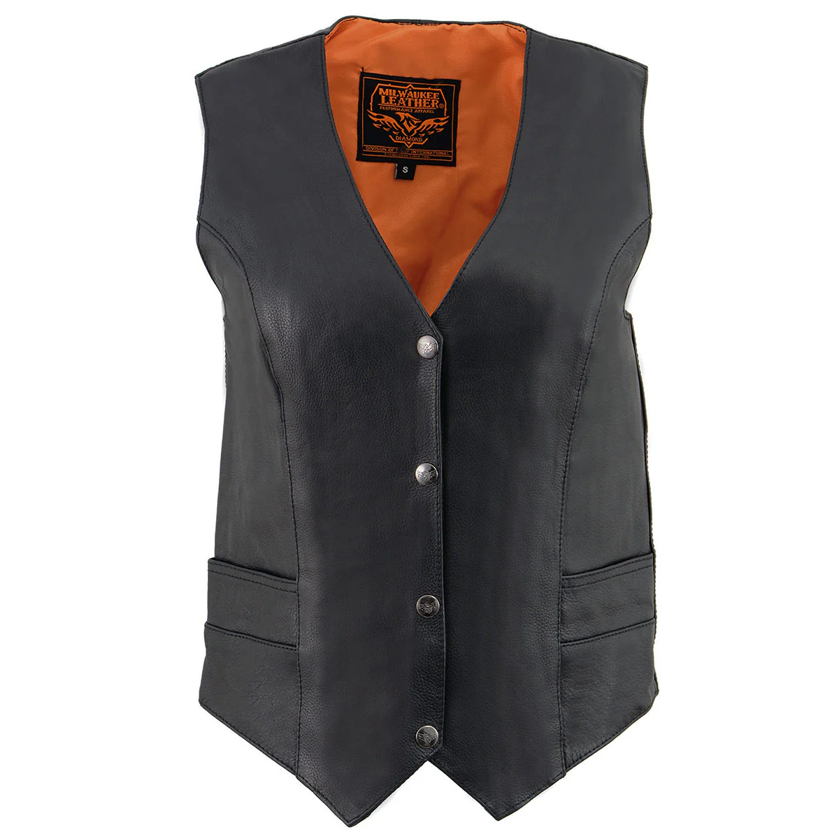 Milwaukee Leather ML1253 Women's Black Premium Leather Motorcycle Rider Vest w/ Snap Button Closure - Image 8
