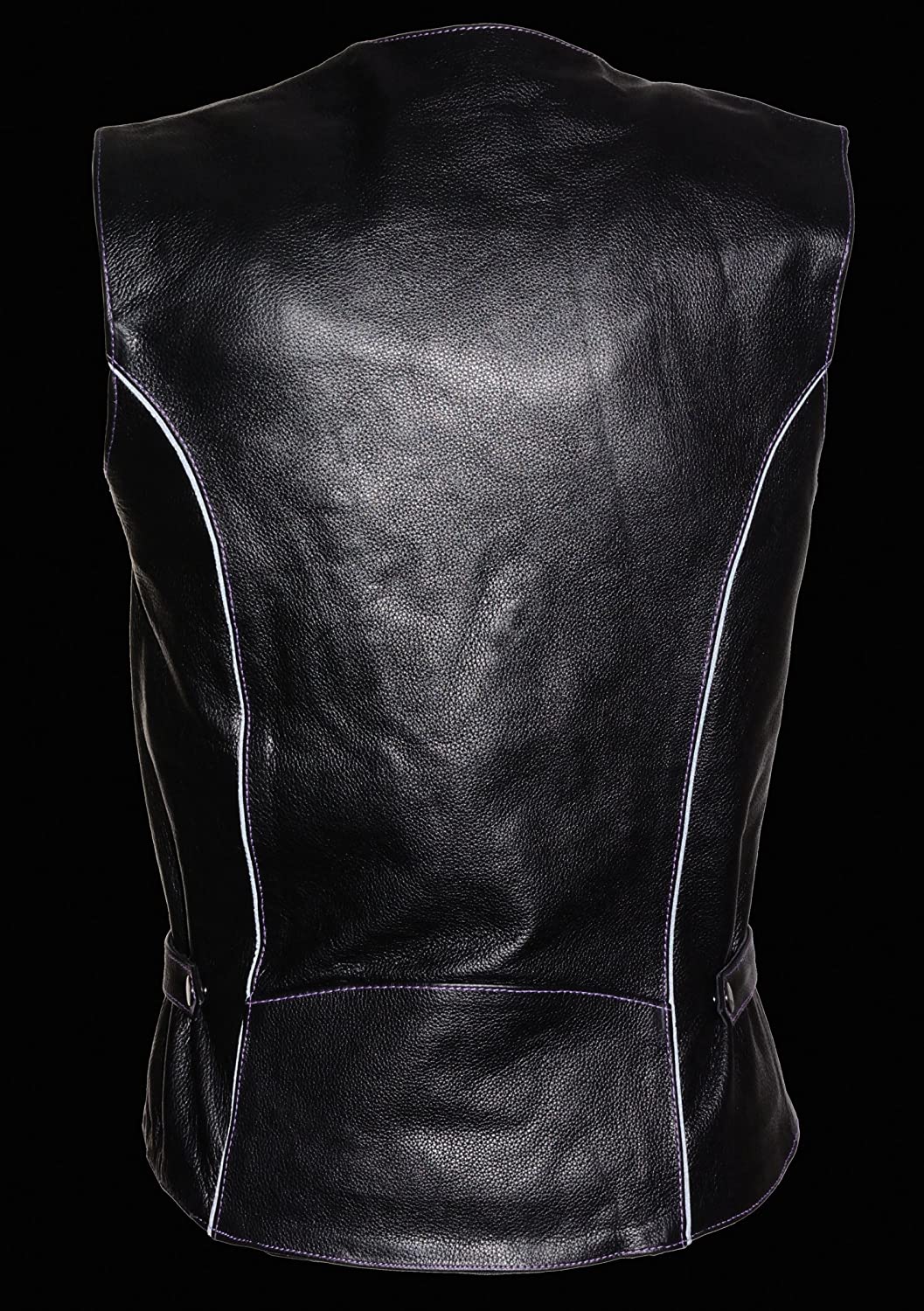 Milwaukee Leather ML1293 Women's Black and Purple ‘Wing Studded’ Leather Vest - Image 3