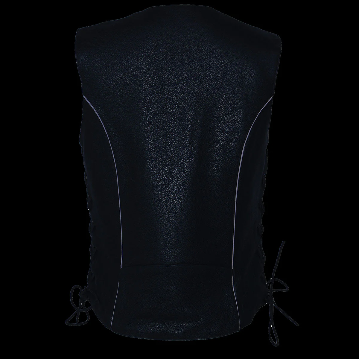 Milwaukee Leather ML1296 Women's Black Leather Side Laced Motorcycle Vest w/ Reflective Tribal - Image 8