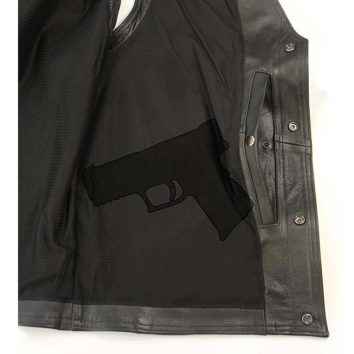 Milwaukee Leather ML1378 Men's 'Buffalo Nickel' Black Motorcycle Vest - Image 5