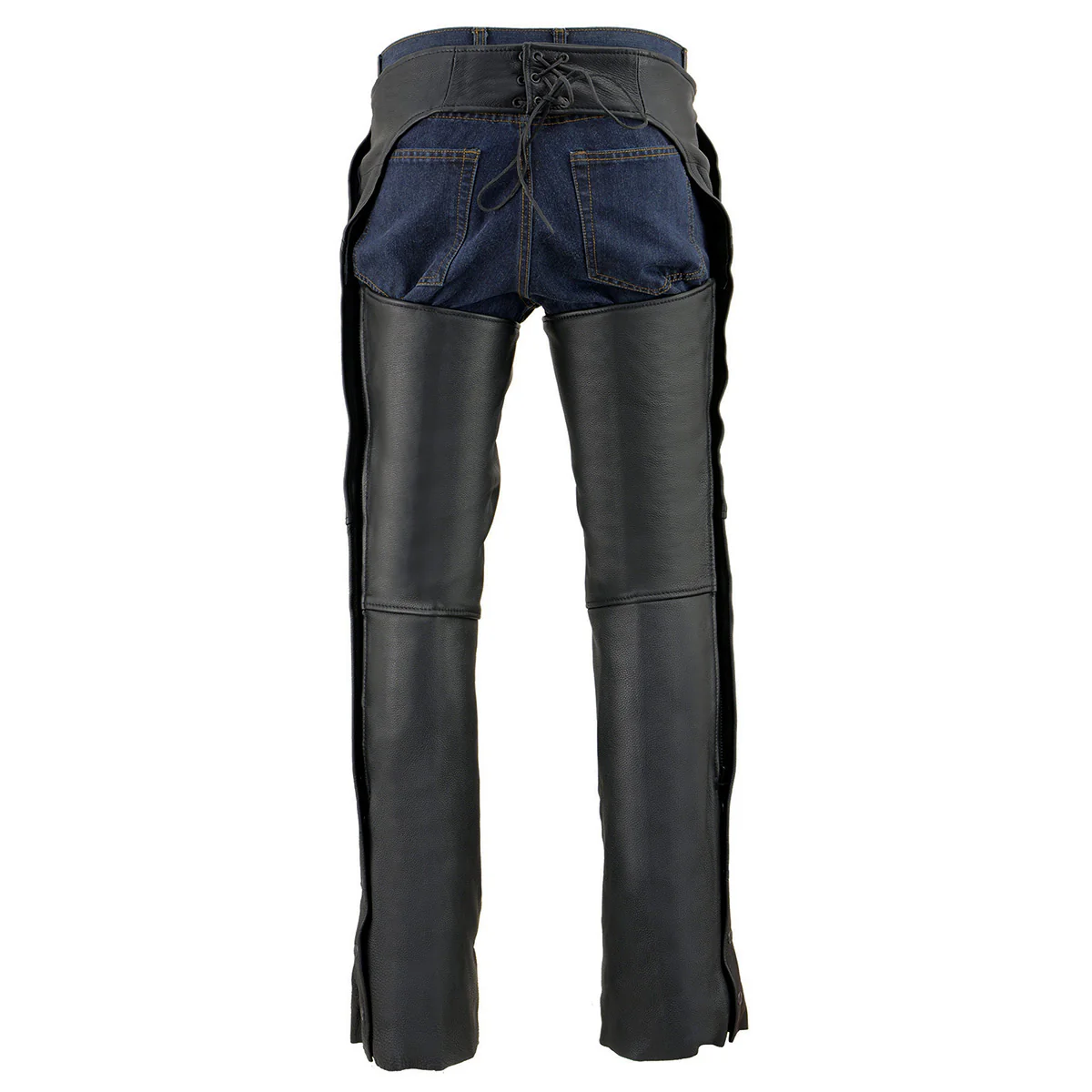 Milwaukee Leather Men's Black Premium Leather Motorcycle Rider Chaps w/ Front 3-Pockets - Thigh Patch Pocket-ML1766 - Image 2