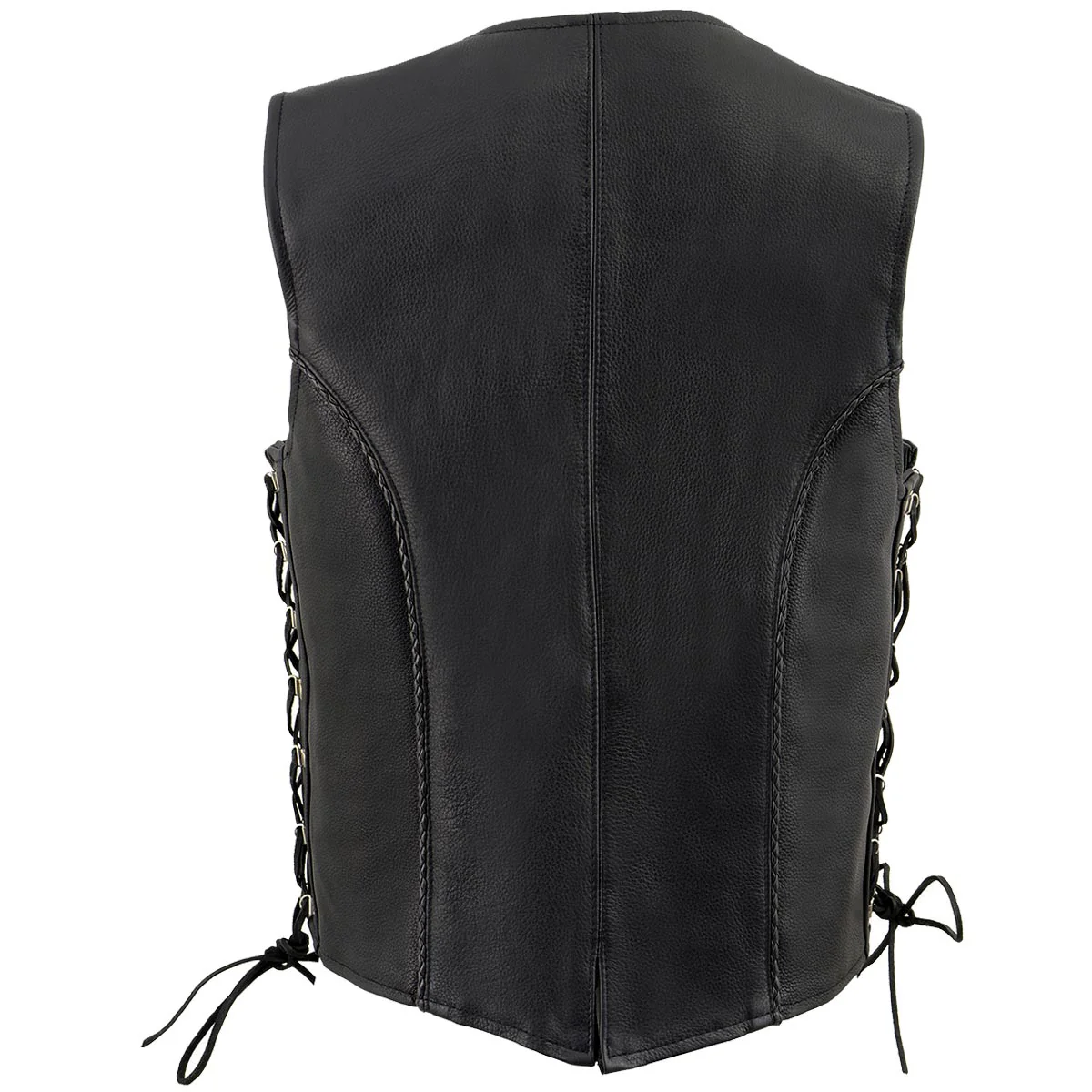 Milwaukee Leather ML2042 Women's Black Braided Premium Leather Motorcycle Rider Vest w/ Side Laces - Image 2
