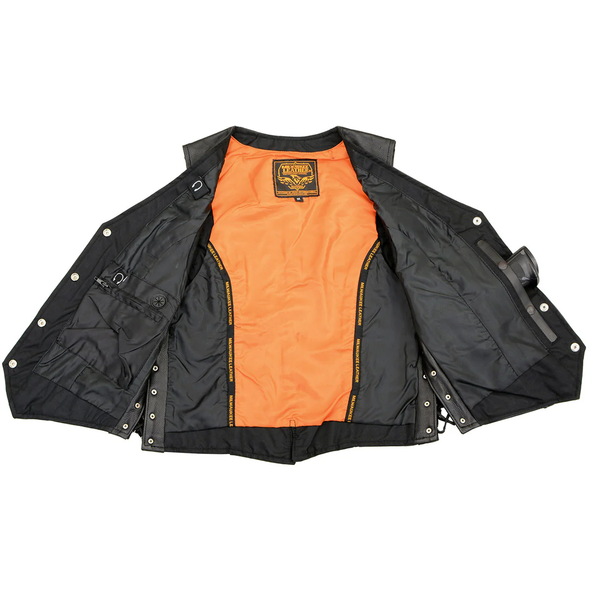 Milwaukee Leather ML2042 Women's Black Braided Premium Leather Motorcycle Rider Vest w/ Side Laces - Image 4
