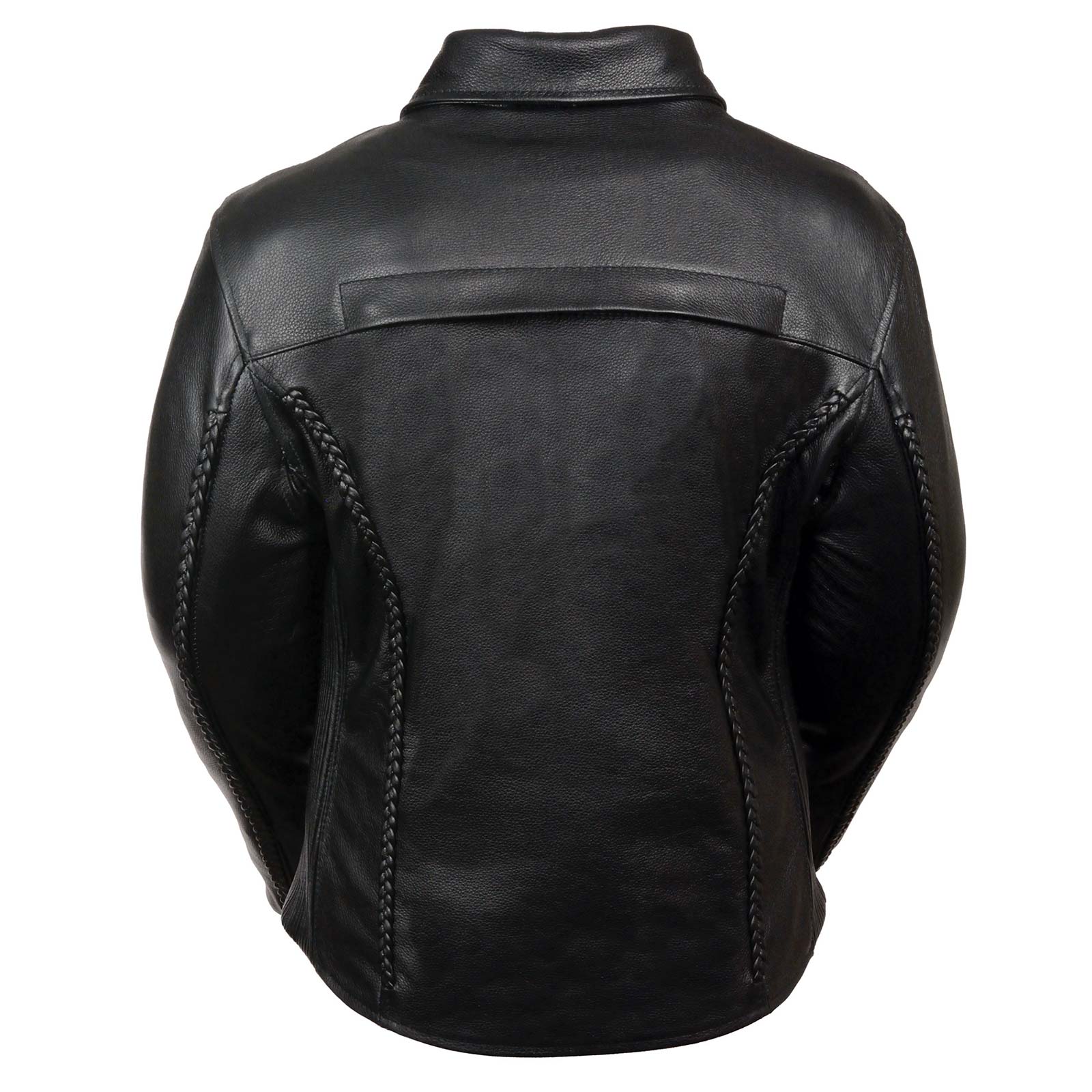 Milwaukee Leather ML7093 Women's Black Leather Braided Jacket with Shirt Style Collar - Image 2