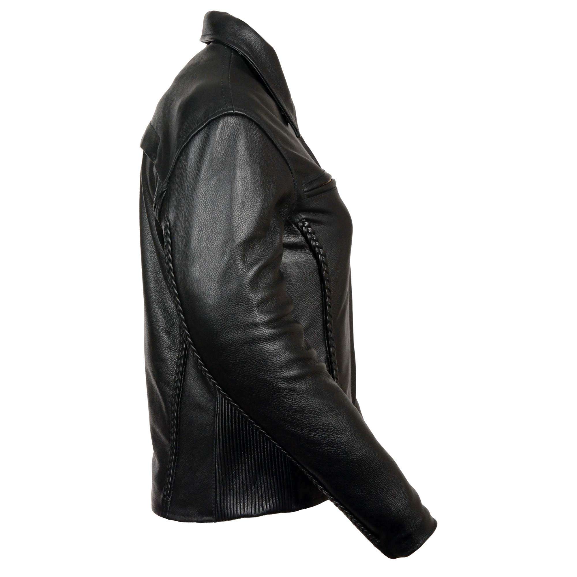 Milwaukee Leather ML7093 Women's Black Leather Braided Jacket with Shirt Style Collar - Image 5