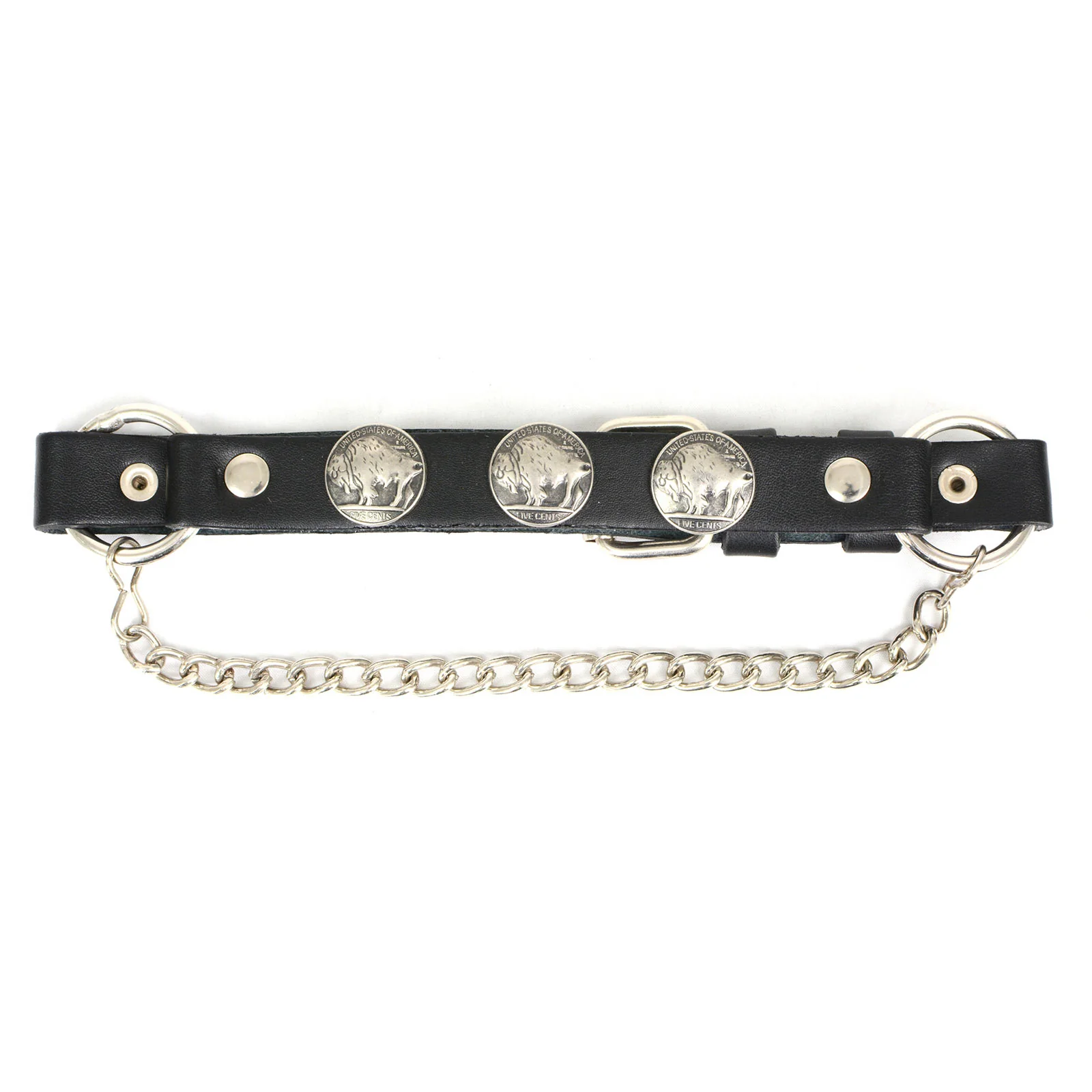 Milwaukee Leather Silver Boot Chain w/ Vintage Buffalo Coin Medallion & Adjustable Strap - MLA3002 - Image 2