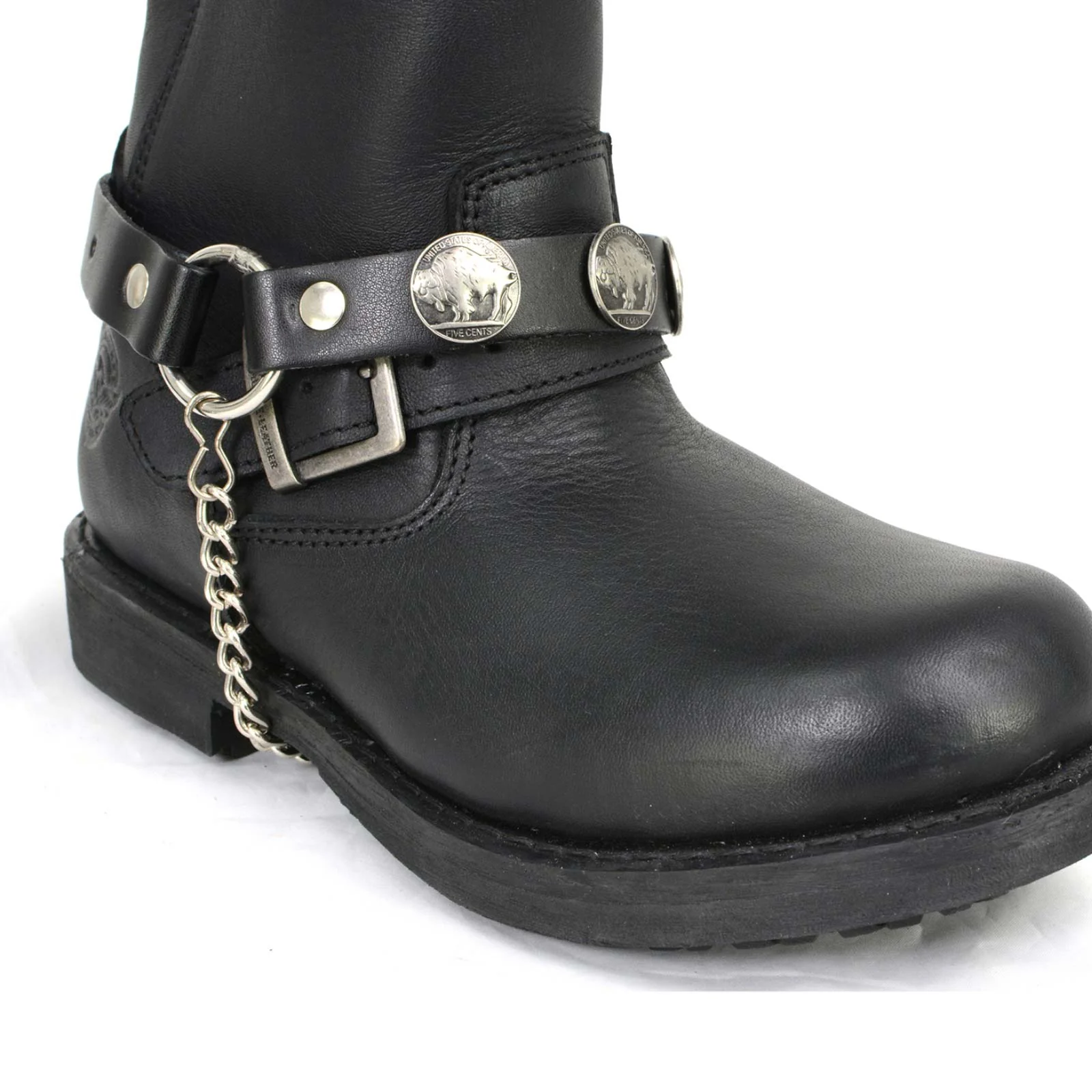 Milwaukee Leather Silver Boot Chain w/ Vintage Buffalo Coin Medallion & Adjustable Strap - MLA3002 - Image 4