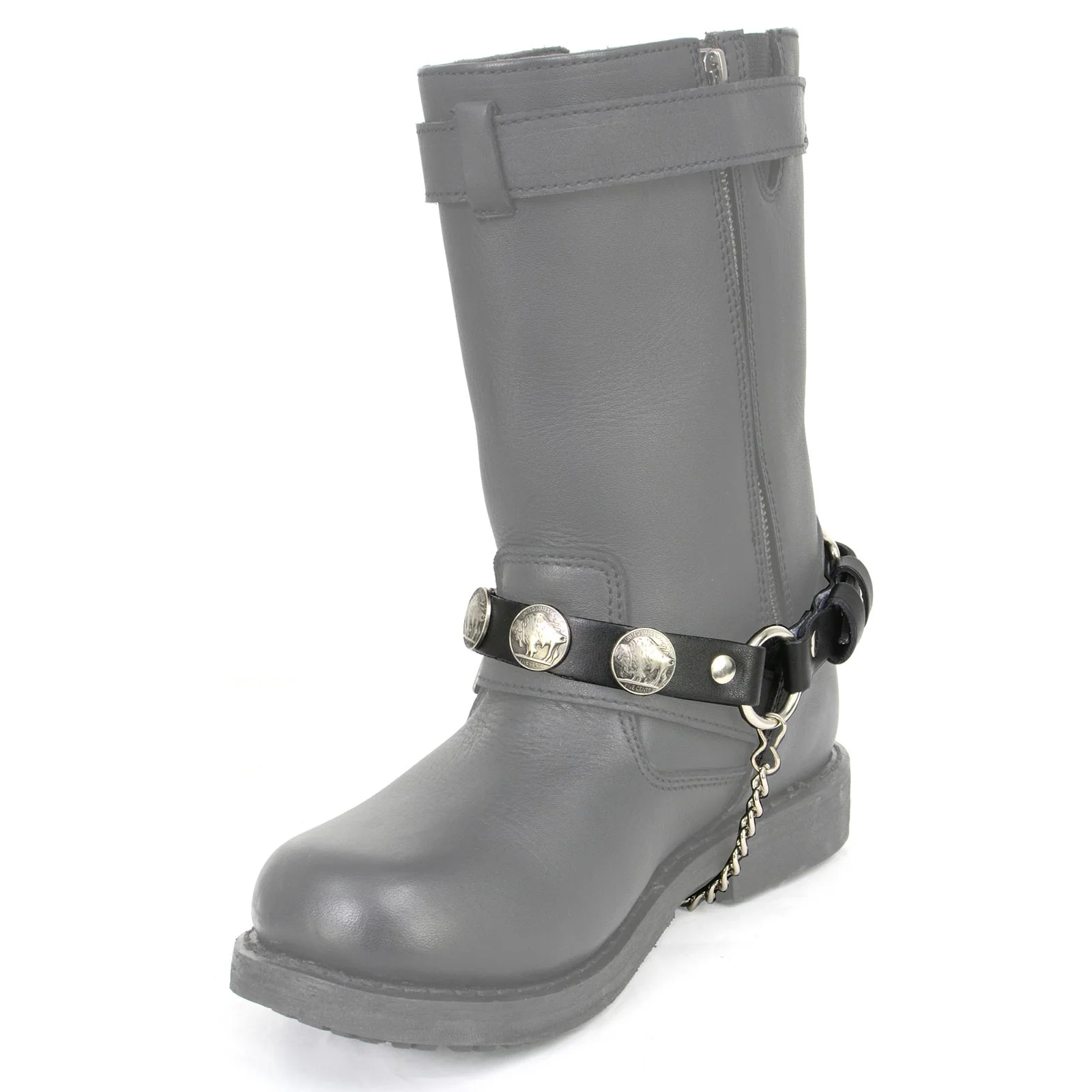 Milwaukee Leather Silver Boot Chain w/ Vintage Buffalo Coin Medallion & Adjustable Strap - MLA3002 - Image 5
