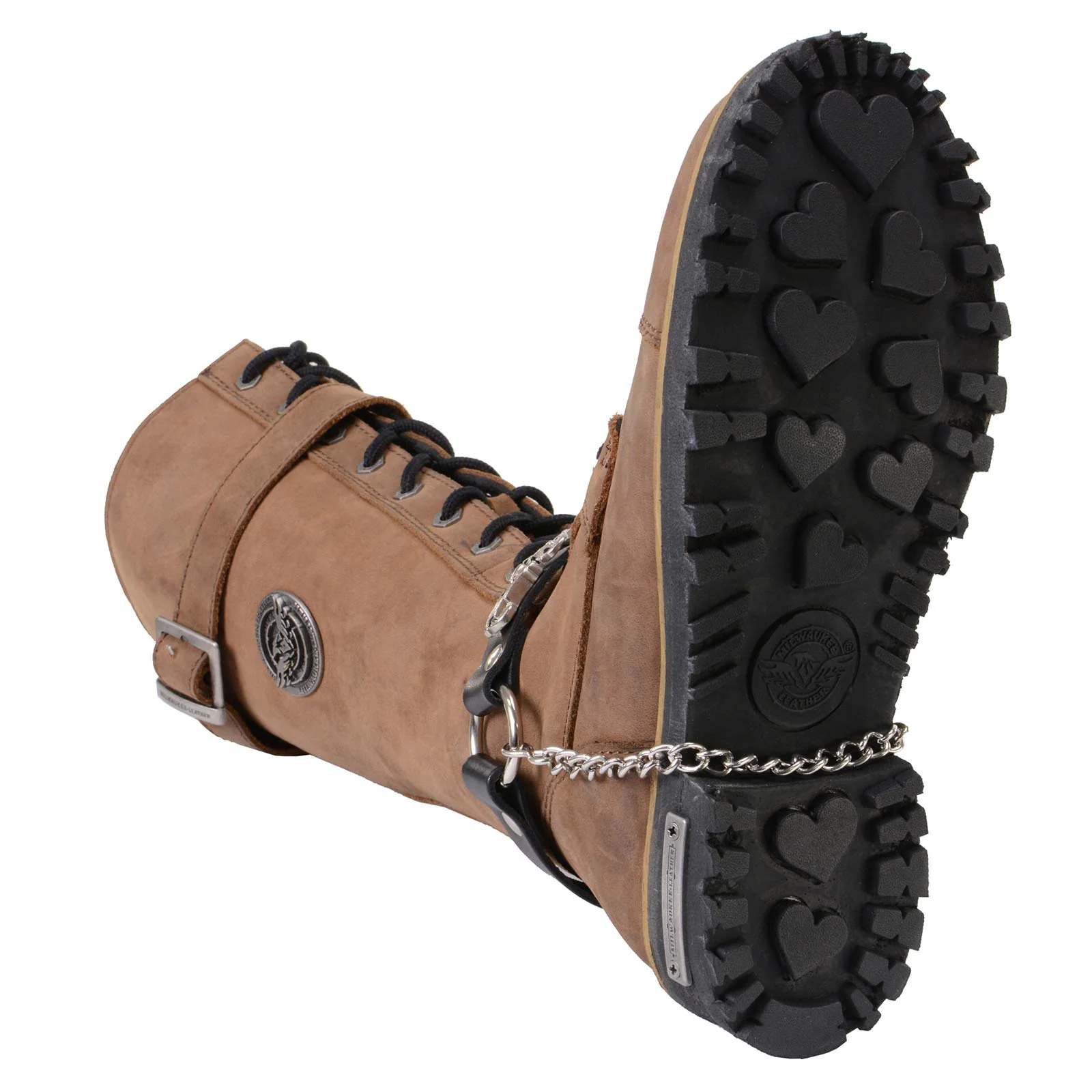 Milwaukee Leather Motorcycle Boot Chain - Silver Chain & Buckle, Motorcycle Medallion Accent - MLA3003 - Image 5
