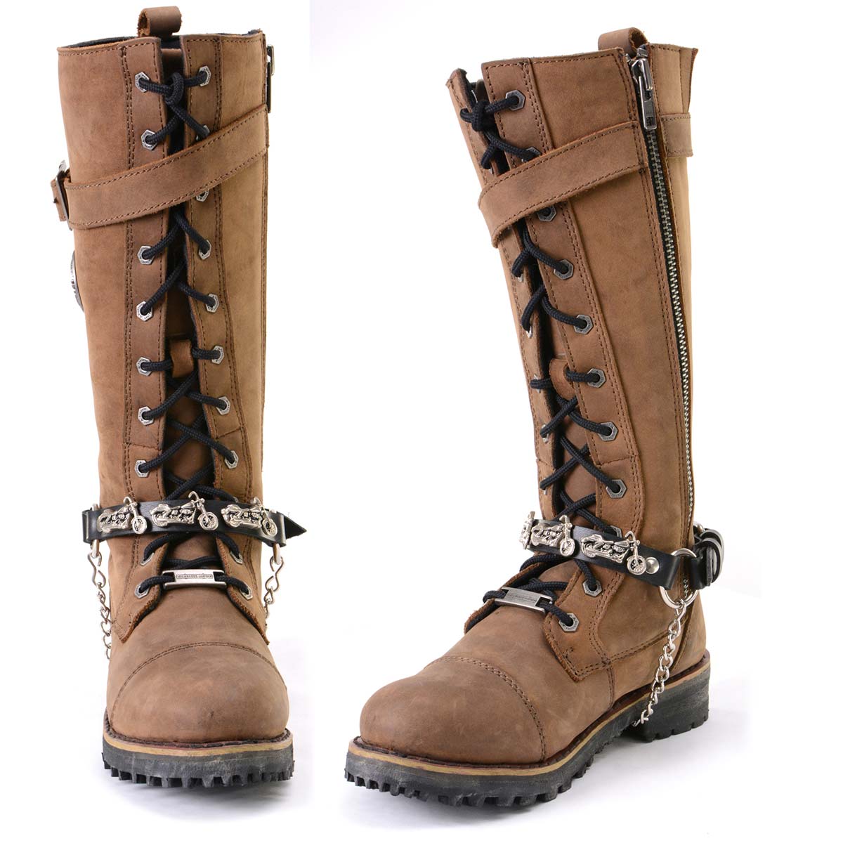 Milwaukee Leather Motorcycle Boot Chain - Silver Chain & Buckle, Motorcycle Medallion Accent - MLA3003 - Image 8