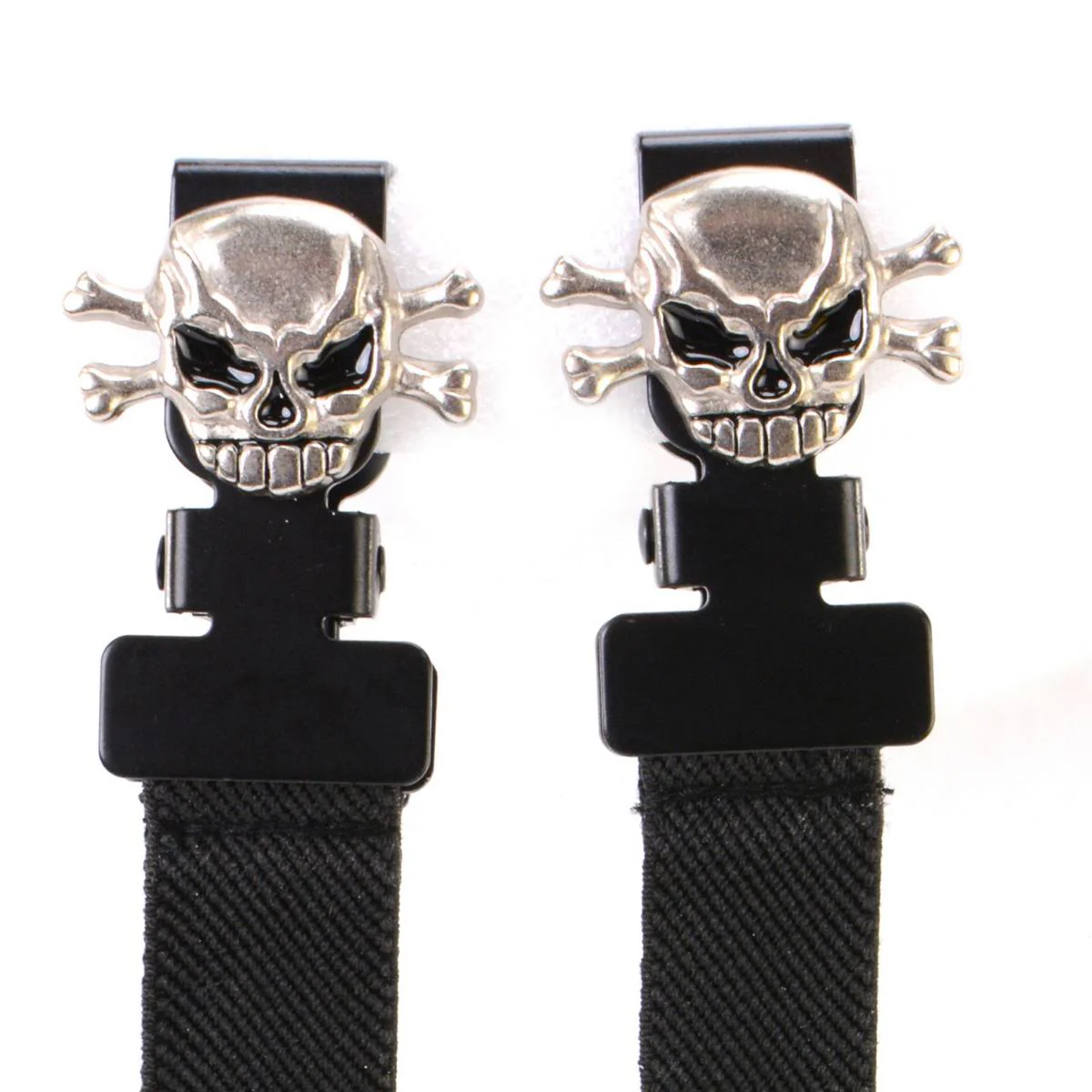 Milwaukee Leather MLA4009 Motorcycle Biker Skull and Bones Emblem Elastic Bungee Clips for Chaps or Pants (Set of 2) - Image 2