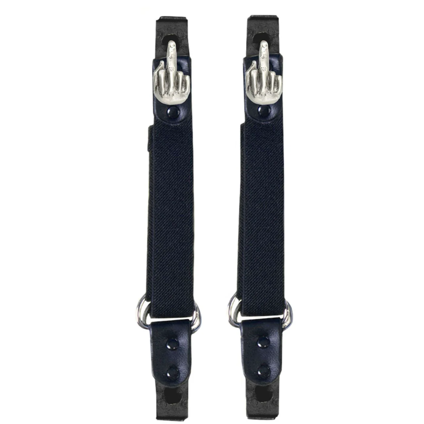 Milwaukee Leather MLA4016 Middle Finger Motorcycle Biker Elastic Bungee Clips for Chaps or Pants (Set of 2)