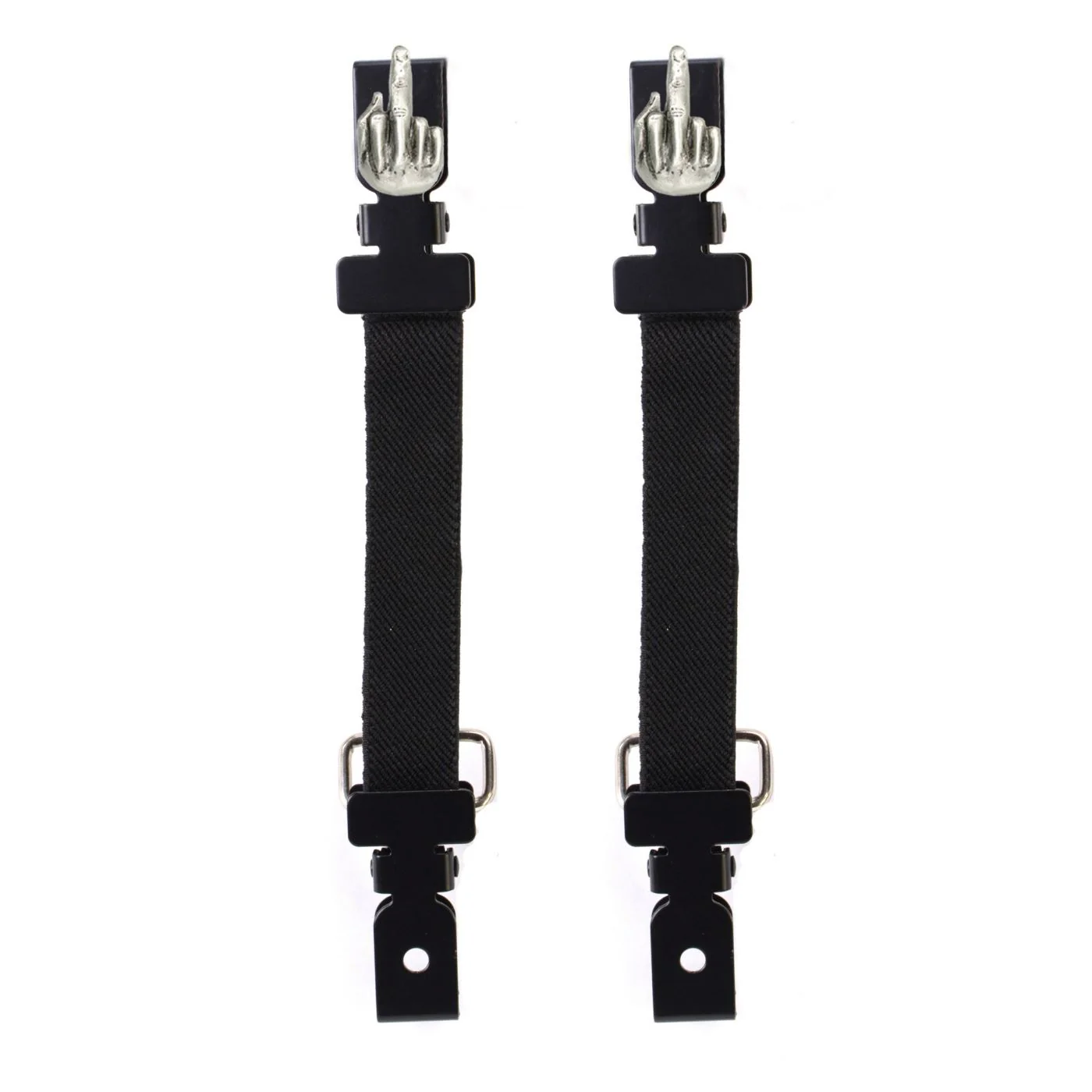 Milwaukee Leather MLA4016 Middle Finger Motorcycle Biker Elastic Bungee Clips for Chaps or Pants (Set of 2) - Image 2