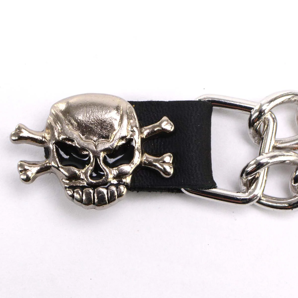 Milwaukee Leather MLA6004SET Skull and Cross Bones 4-PCS Vest Extender Double Chrome Chains w/ Genuine Leather 4" Extension - Image 5
