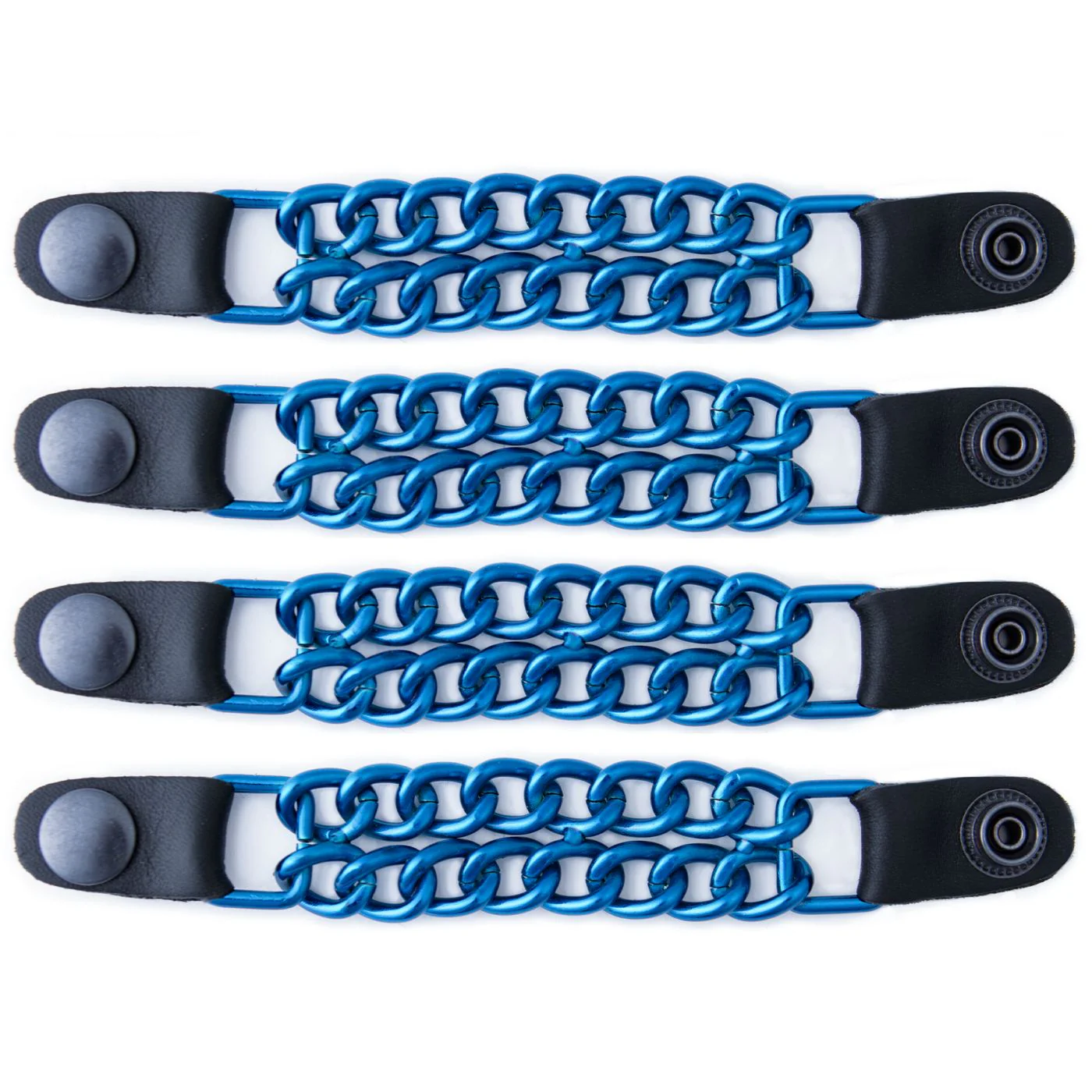 Milwaukee Leather MLA6097 Candy Blue 4 Inch 4-PCS Vest Extender Set - Double Chrome Chains w/ Genuine Leather