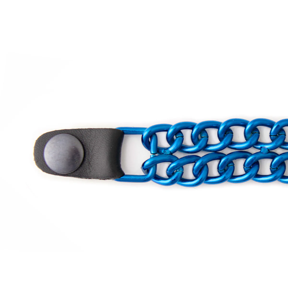 Milwaukee Leather MLA6097 Candy Blue 4 Inch 4-PCS Vest Extender Set - Double Chrome Chains w/ Genuine Leather - Image 3