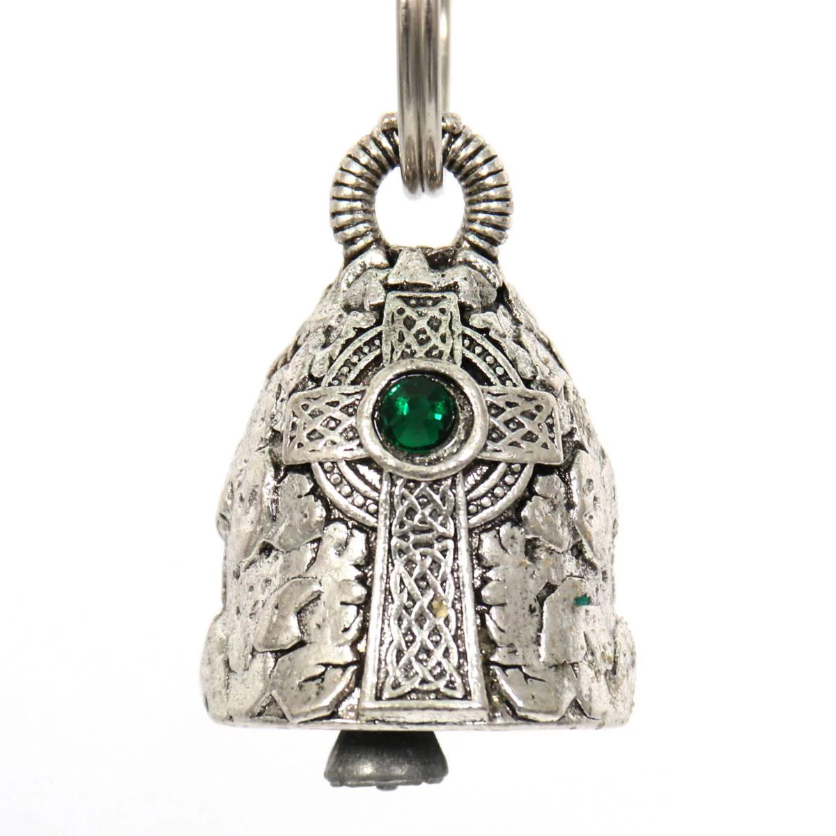 Milwaukee Leather MLB9007 'Cross with Green Diamond' Motorcycle Good Luck Bell | Key Chain Accessory for Bikers - Image 2