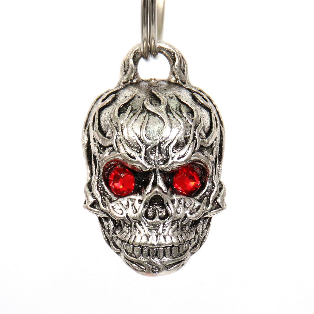 Milwaukee Leather MLB9011 'Flamed Skull with Red Eyes' Motorcycle Good Luck Bell | Key Chain Accessory for Bikers - Image 2