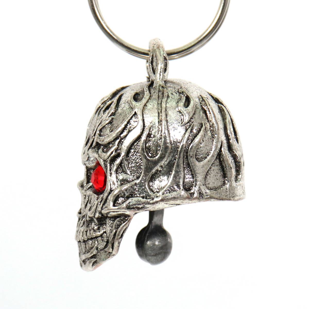 Milwaukee Leather MLB9011 'Flamed Skull with Red Eyes' Motorcycle Good Luck Bell | Key Chain Accessory for Bikers - Image 5