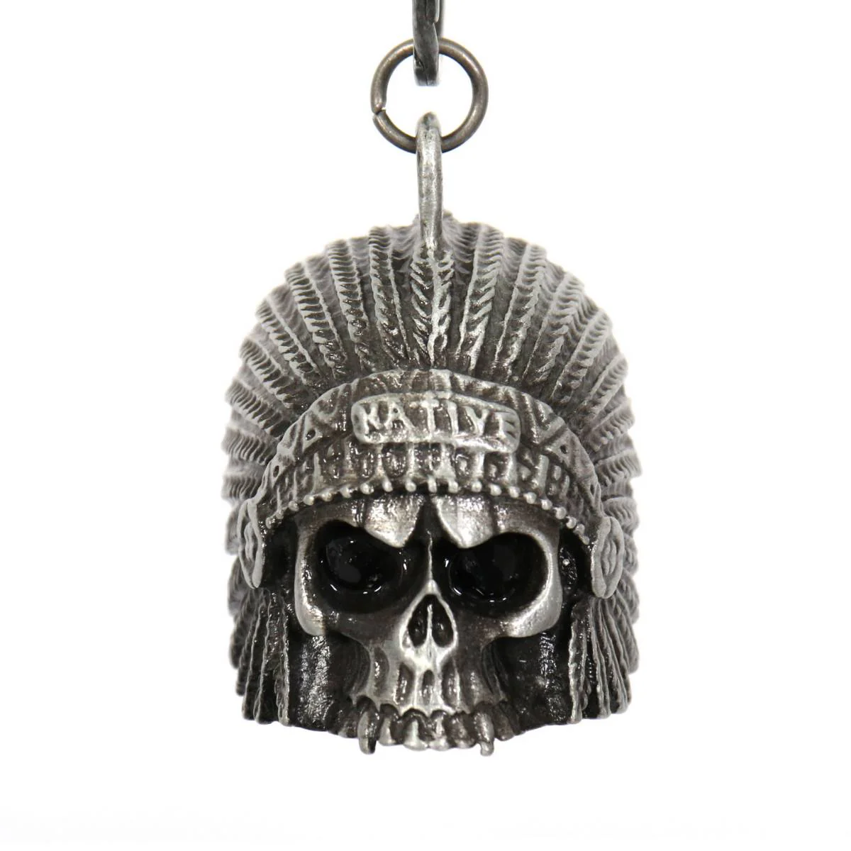 Milwaukee Leather MLB9025 'Native Skull with Black Eyes' Motorcycle Good Luck Bell | Key Chain Accessory for Bikers - Image 2