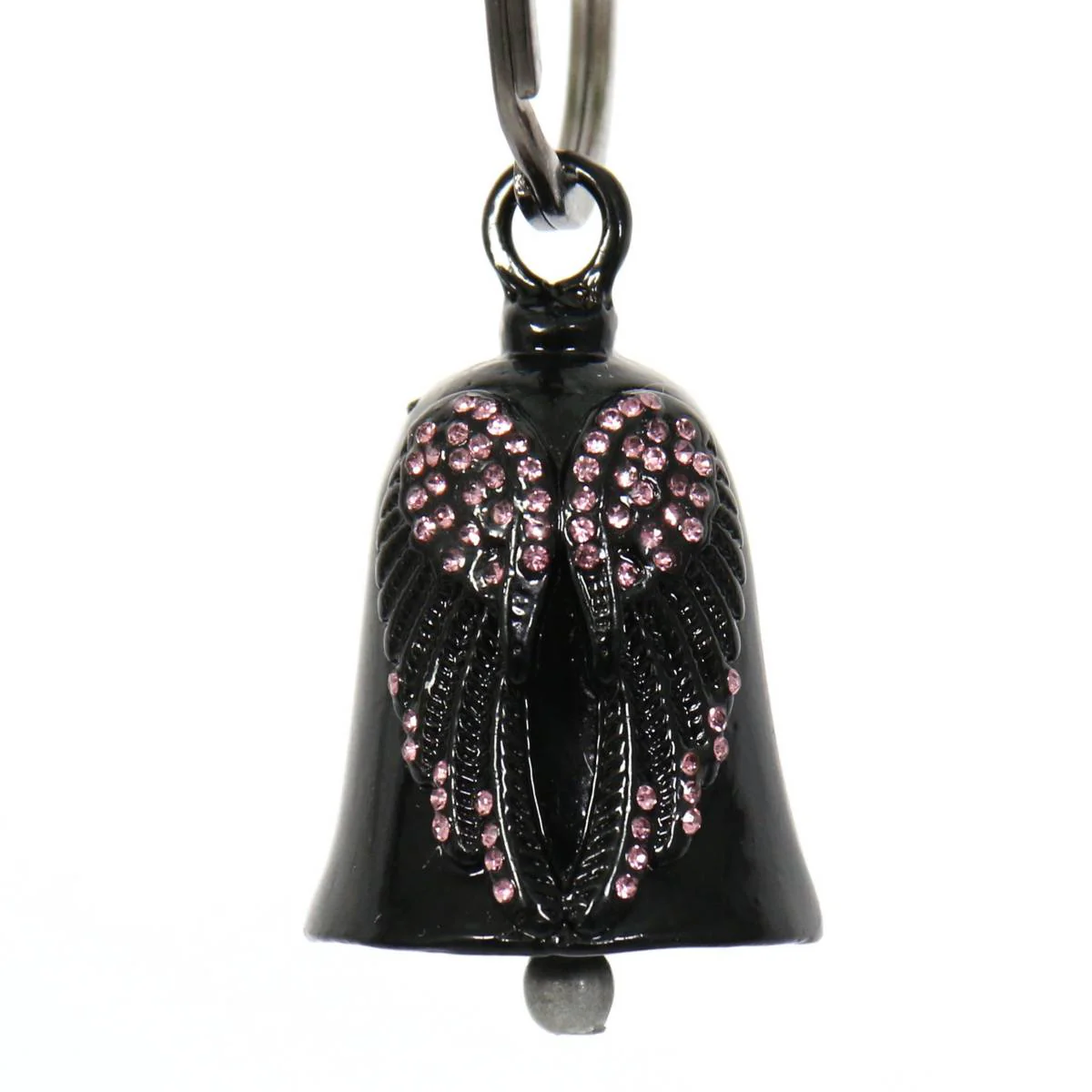 Milwaukee Leather MLB9027 Black 'Wings with Pink Diamonds' Motorcycle Good Luck Bell | Key Chain Accessory for Bikers - Image 2