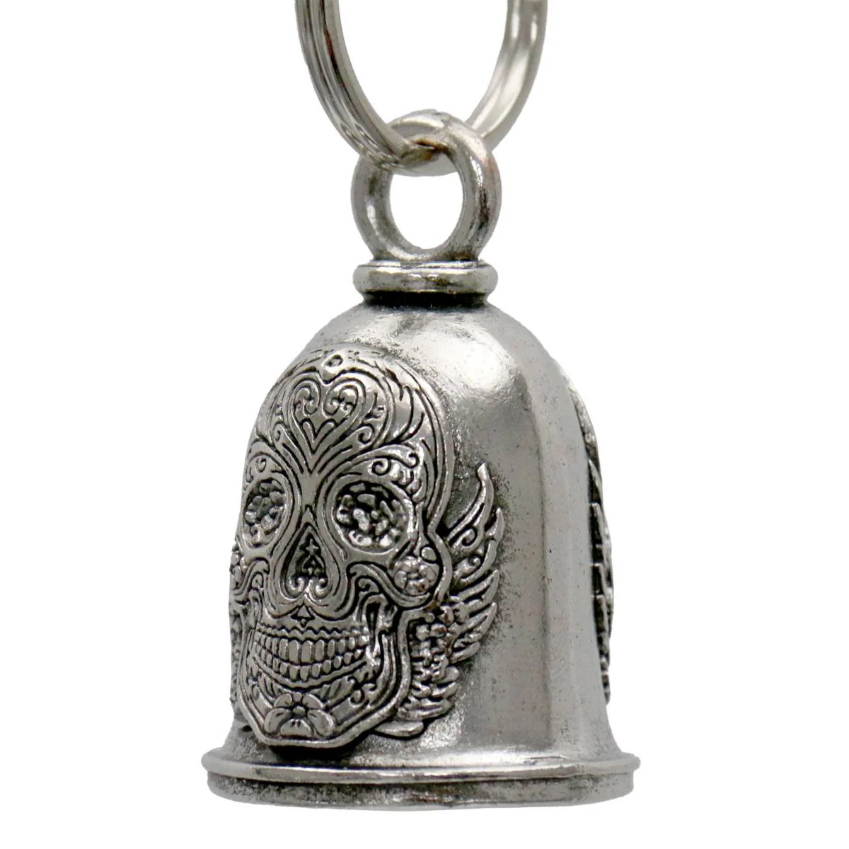 Milwaukee Leather MLB9070 Antique Sugar Skull Motorcycle Good Luck Bell w/ Key Ring-Key Chain Accessory for Bikers - Image 2