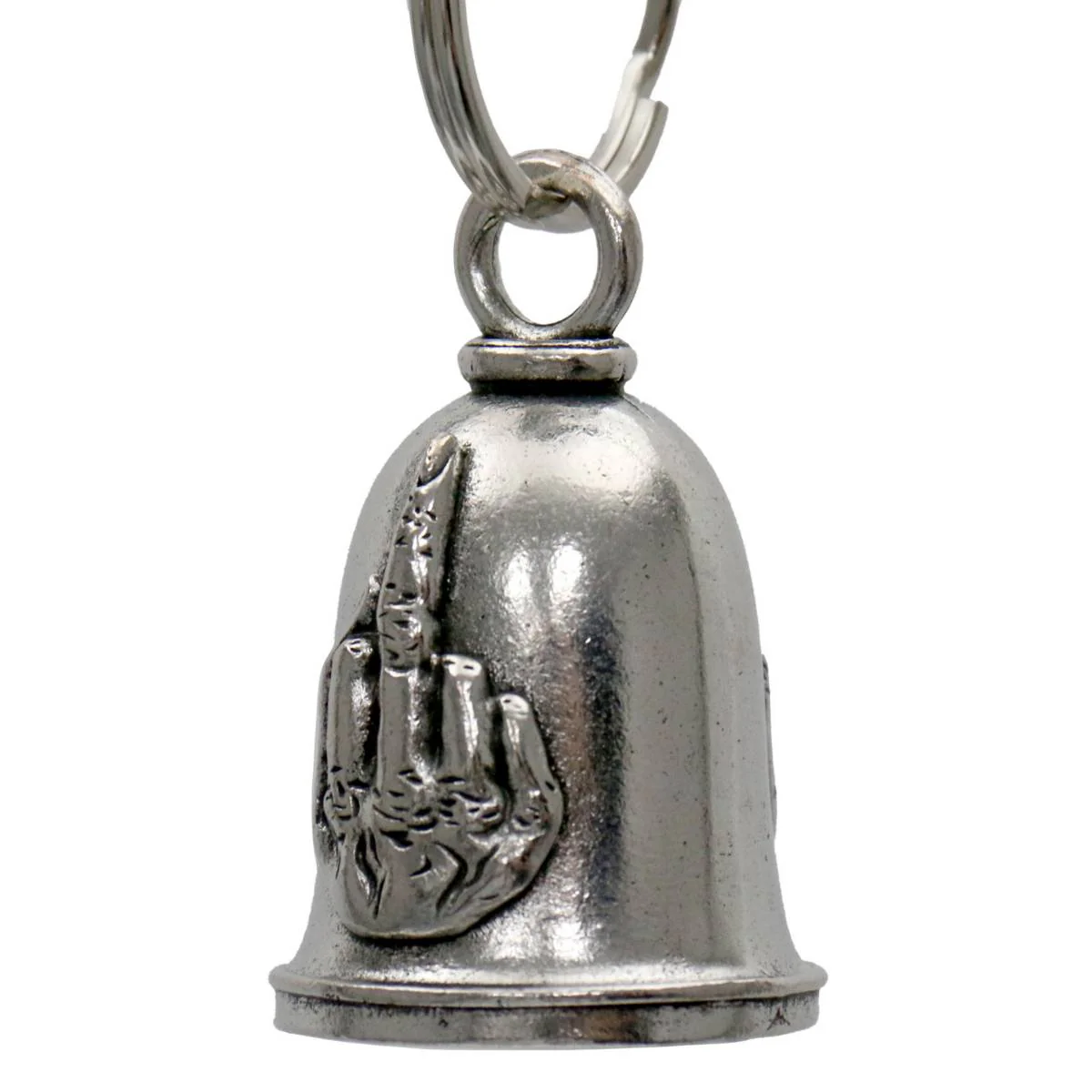 Milwaukee Leather MLB9121 Middle Finger Motorcycle Good Luck Bell w/ Key Ring-Key Chain Accessory for Bikers - Image 2