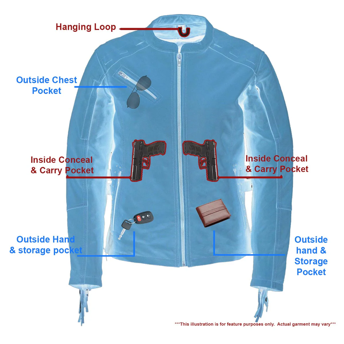 Milwaukee Leather MLL2566 Ladies ‘Fringed Racer’ Lightweight Saddle Leather Jacket - Image 4