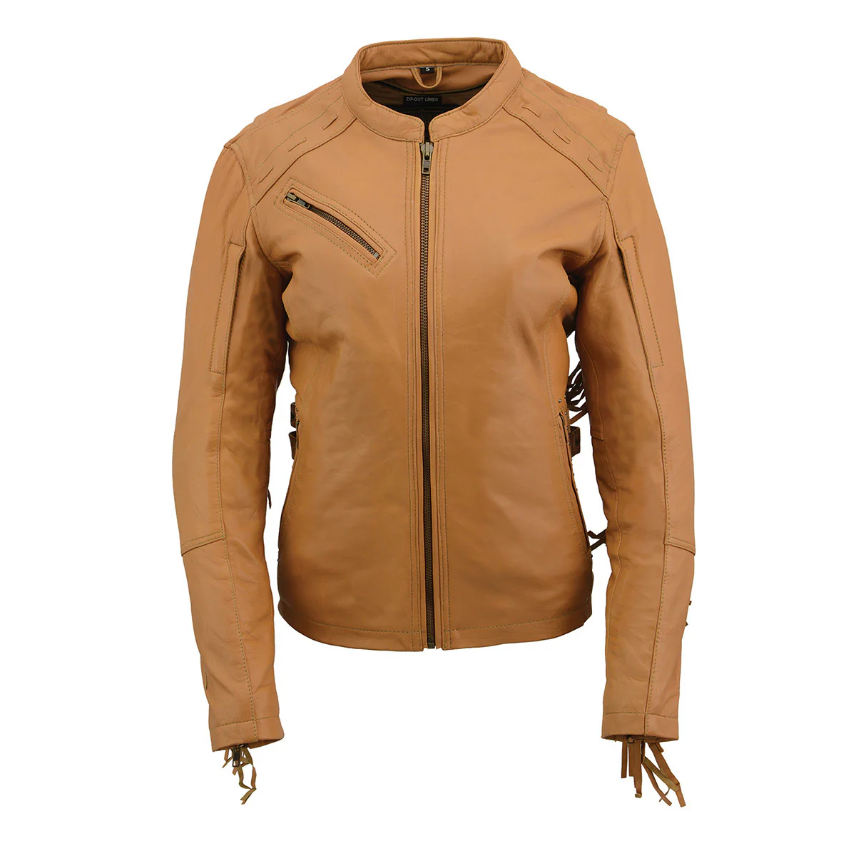 Milwaukee Leather MLL2566 Ladies ‘Fringed Racer’ Lightweight Saddle Leather Jacket - Image 7