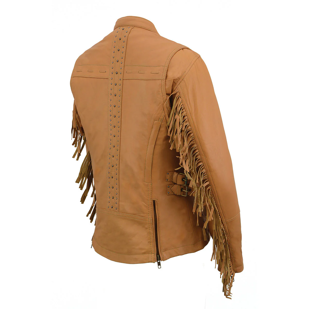 Milwaukee Leather MLL2566 Ladies ‘Fringed Racer’ Lightweight Saddle Leather Jacket - Image 8