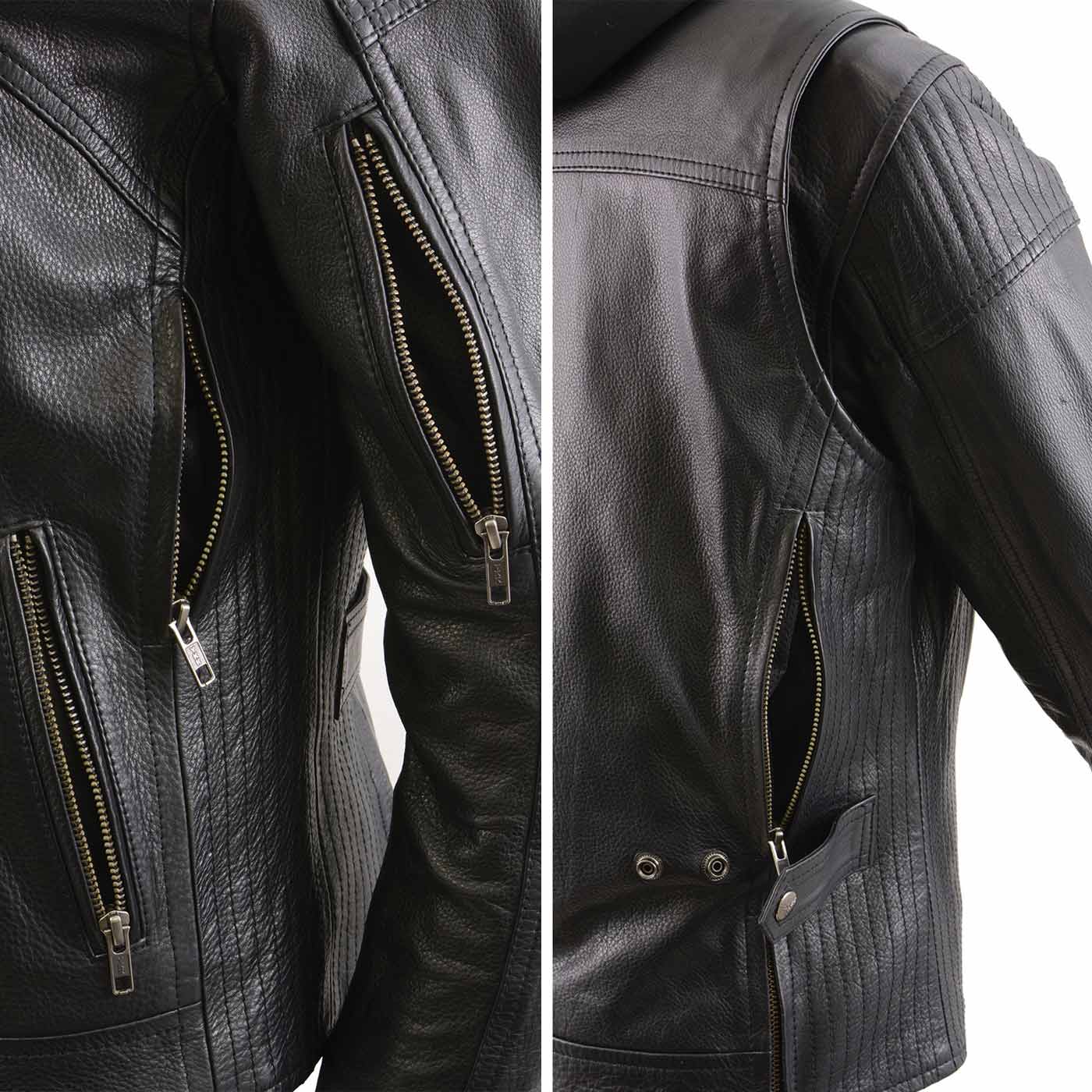 Milwaukee Leather Women's Vented Racer Leather Jacket with Removable Hoodie MLL2501 - Image 10