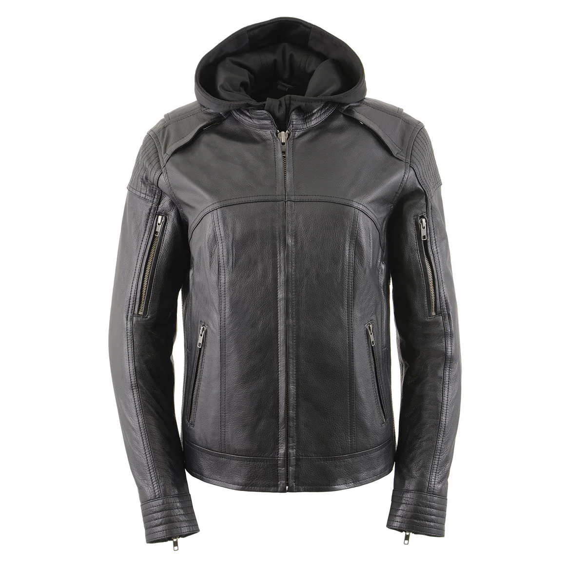 Milwaukee Leather Women's Vented Racer Leather Jacket with Removable Hoodie MLL2501 - Image 11