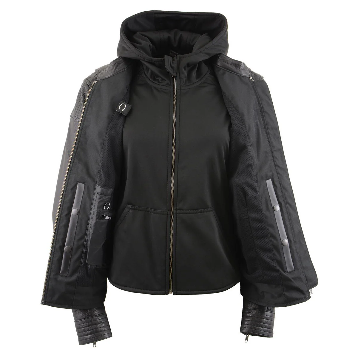 Milwaukee Leather Women's Vented Racer Leather Jacket with Removable Hoodie MLL2501 - Image 13