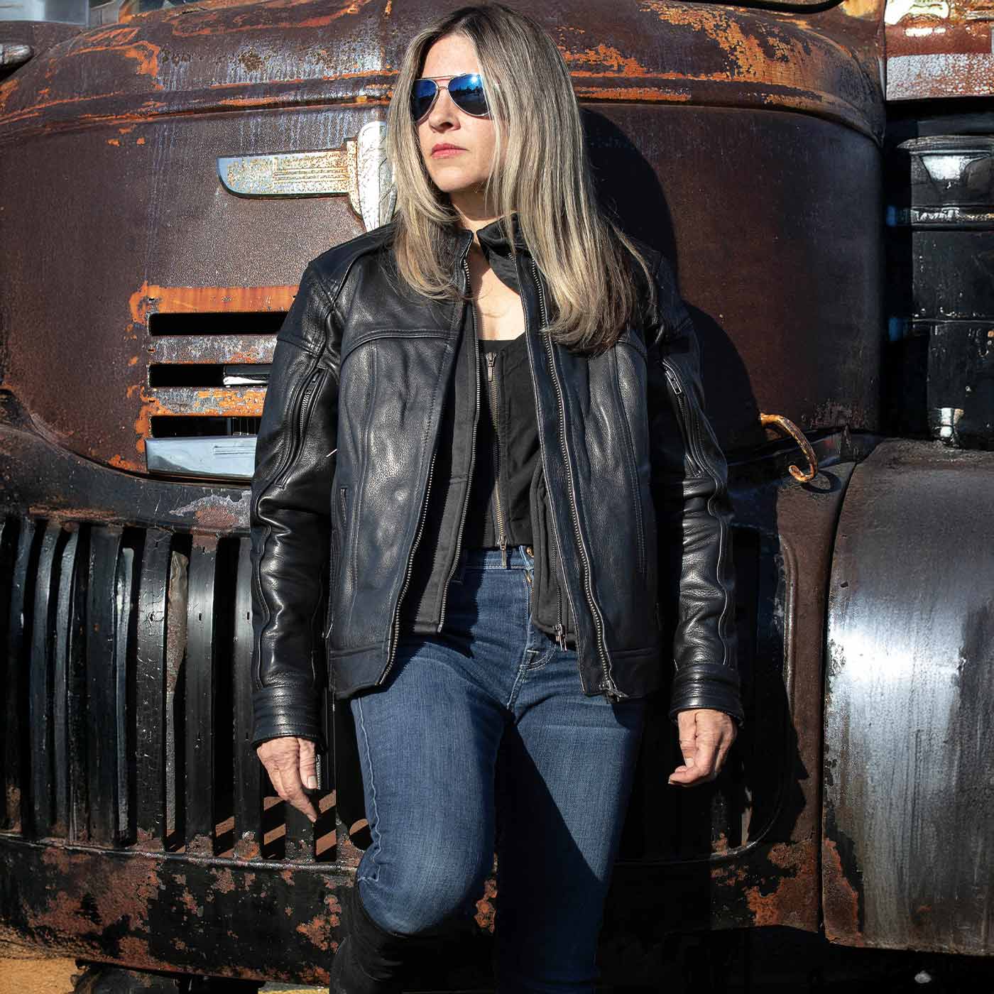 Milwaukee Leather Women's Vented Racer Leather Jacket with Removable Hoodie MLL2501 - Image 5