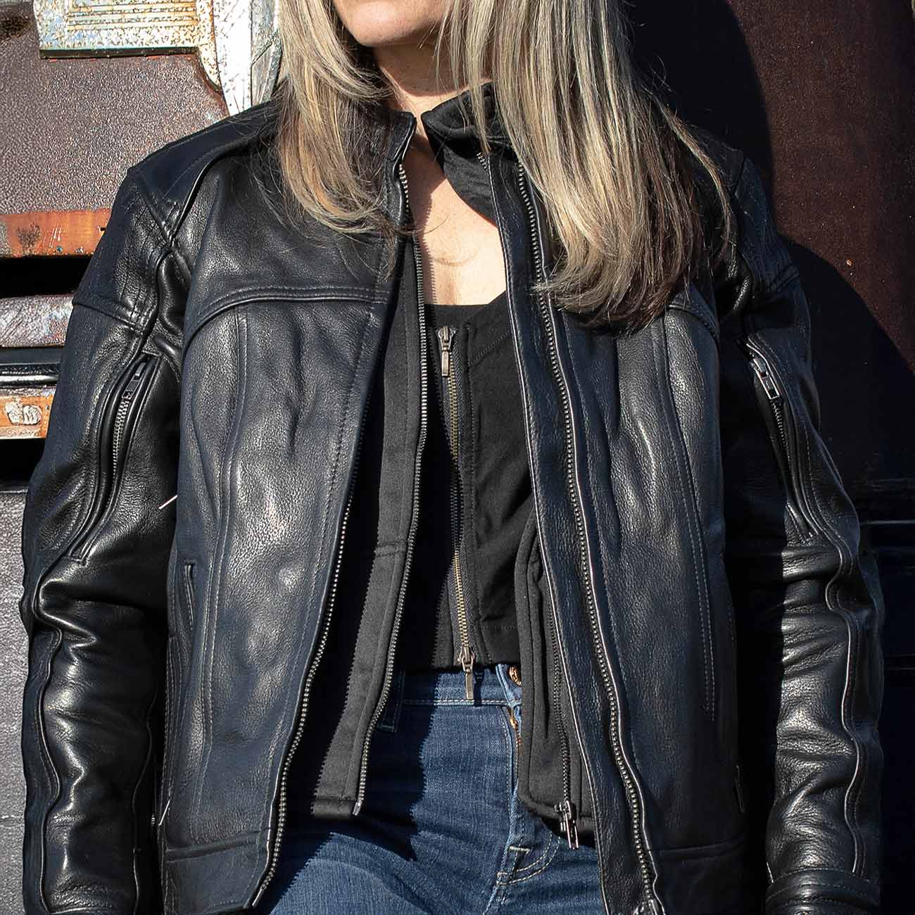 Milwaukee Leather Women's Vented Racer Leather Jacket with Removable Hoodie MLL2501 - Image 6